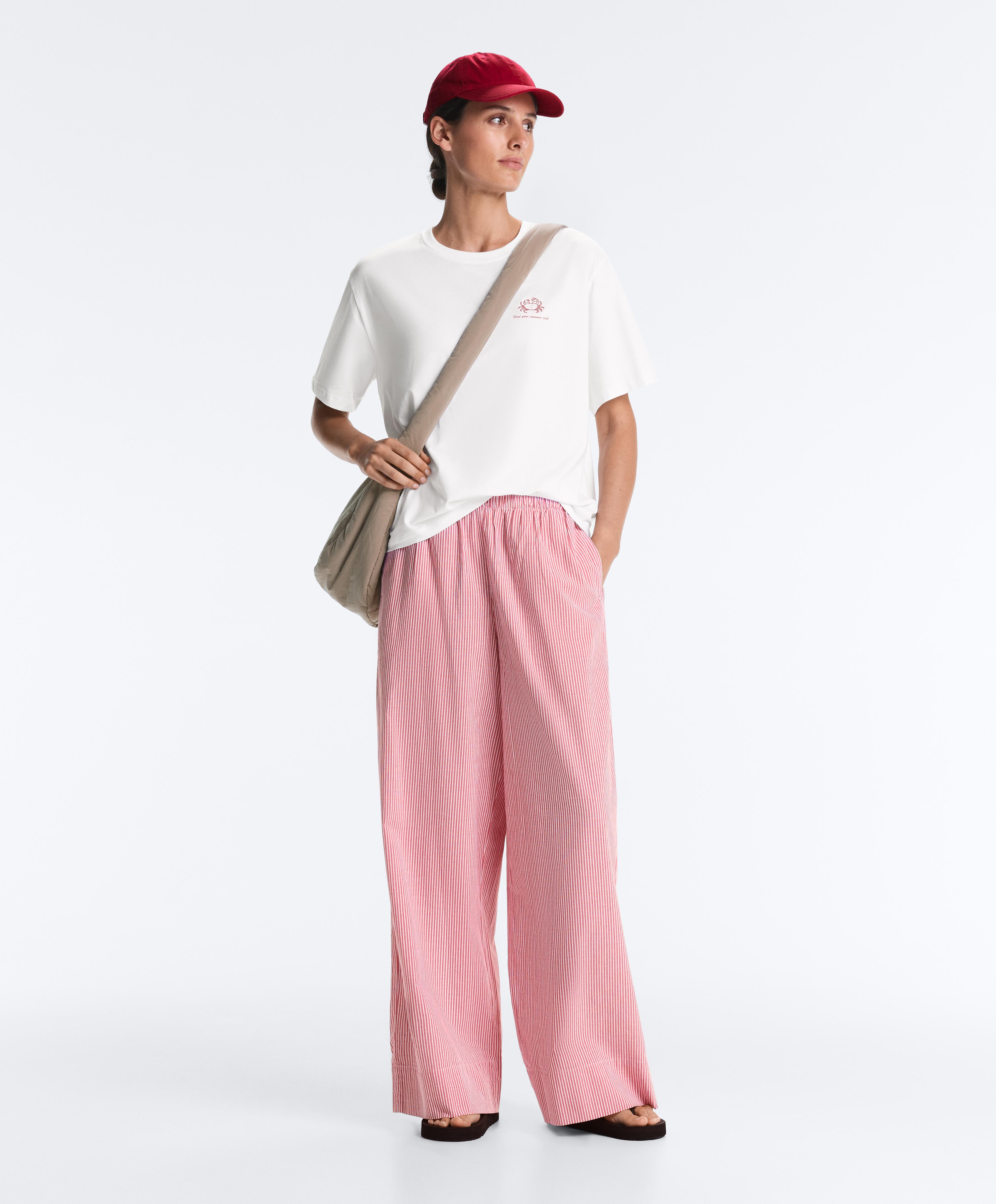 Boxy marškinėliai trumpomis rankovėmis su tekstu iš medvilnės mišinio Boxy marškinėliai trumpomis rankovėmis su tekstu iš medvilnės mišinio