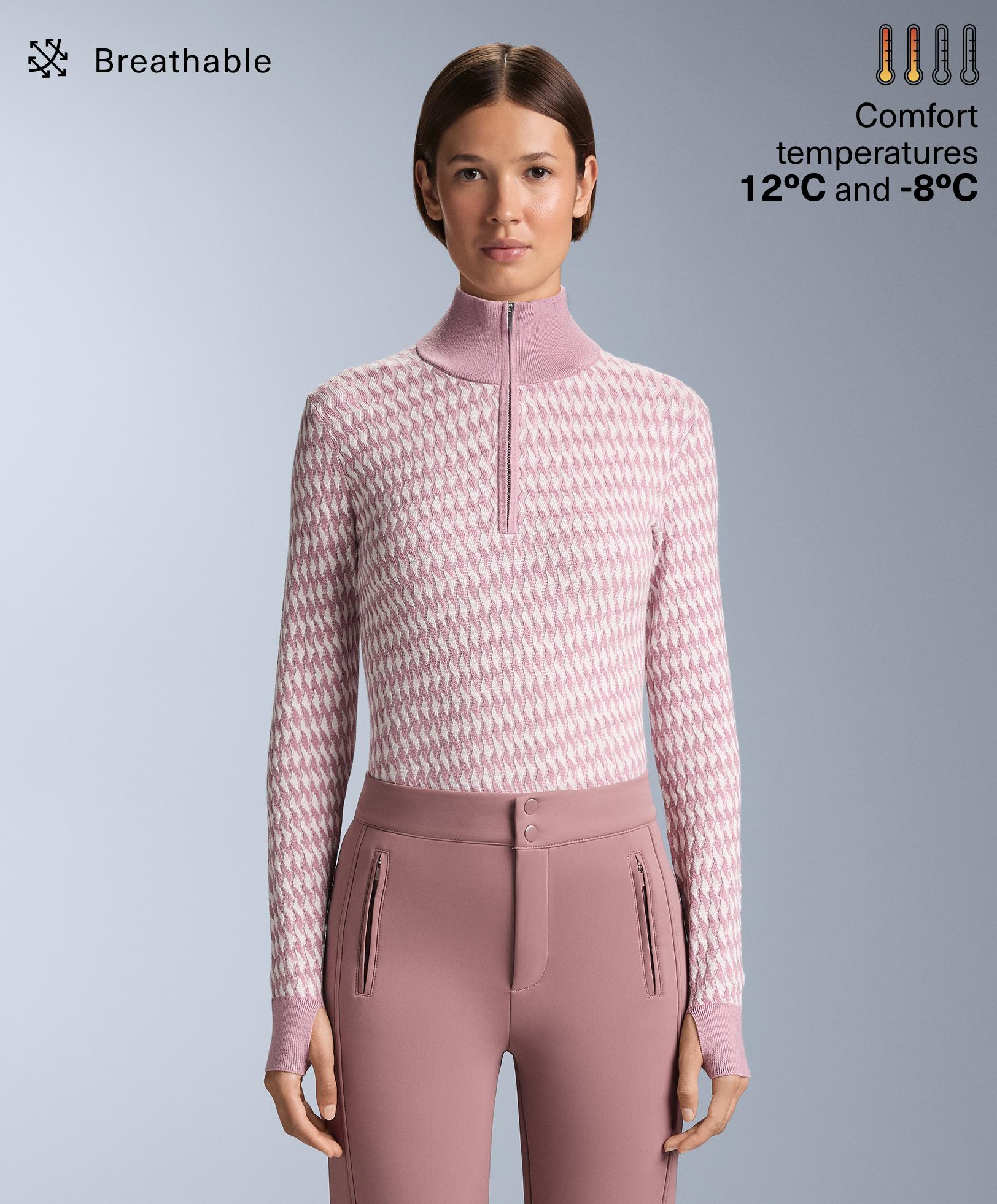 Geometric jacquard knit thermal base layer top