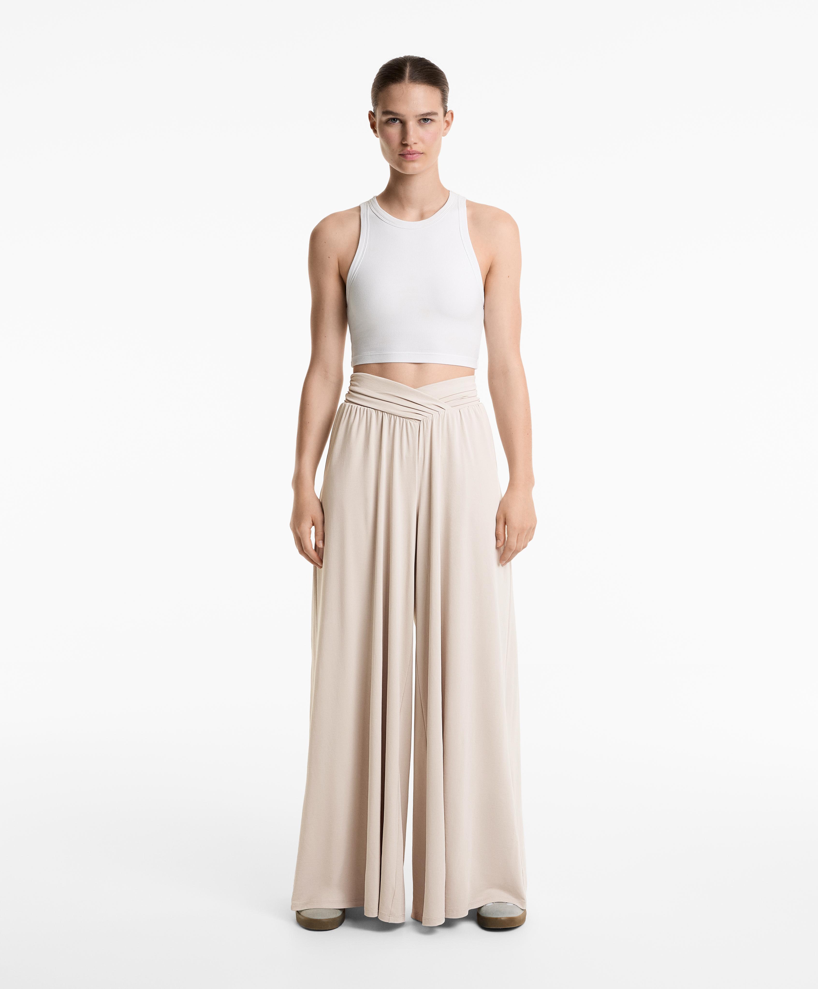 Floppy extra-wide trousers with V-waist and modal - Sale Floppy extra-wide trousers with V-waist and modal - Sale