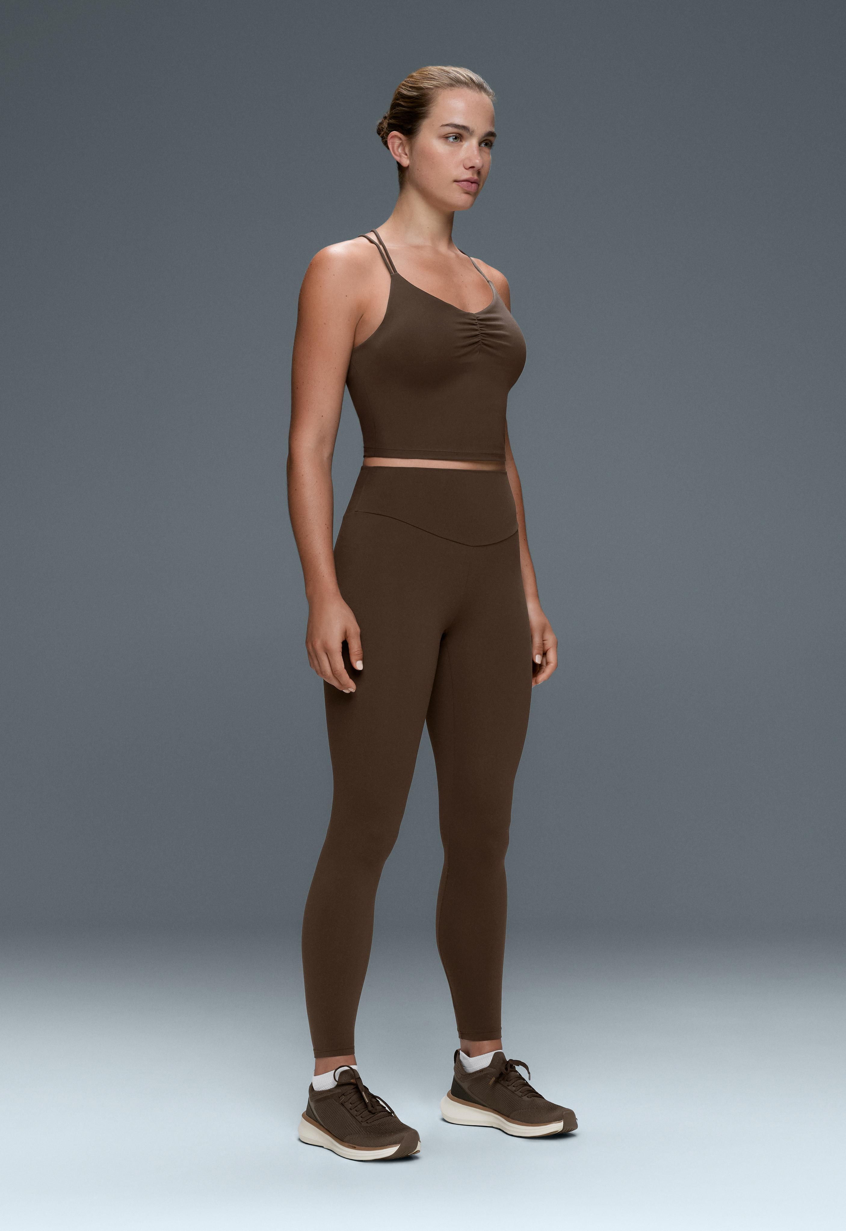 Comfortlux high-waisted ankle-length leggings — DARK BROWN