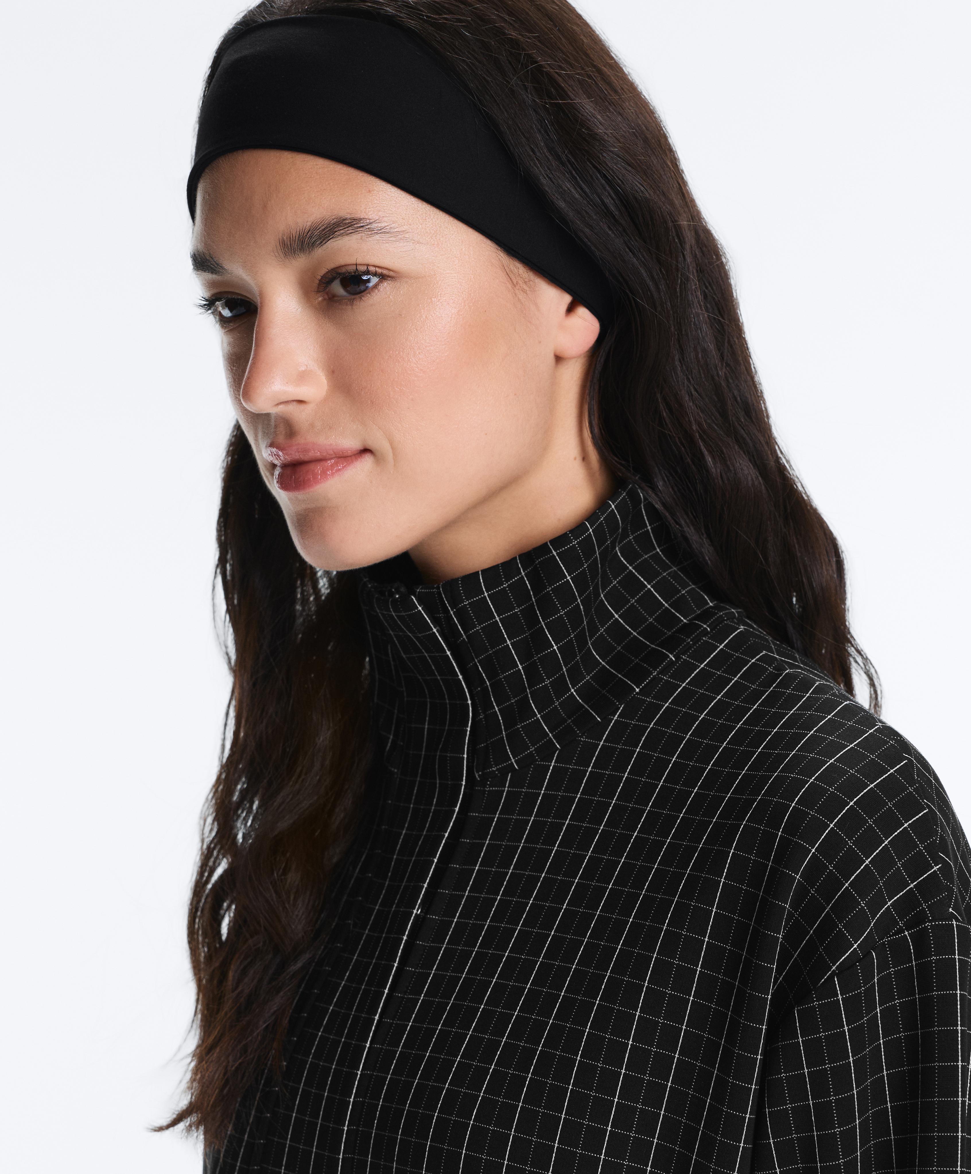 Long checked jacket — BLACK