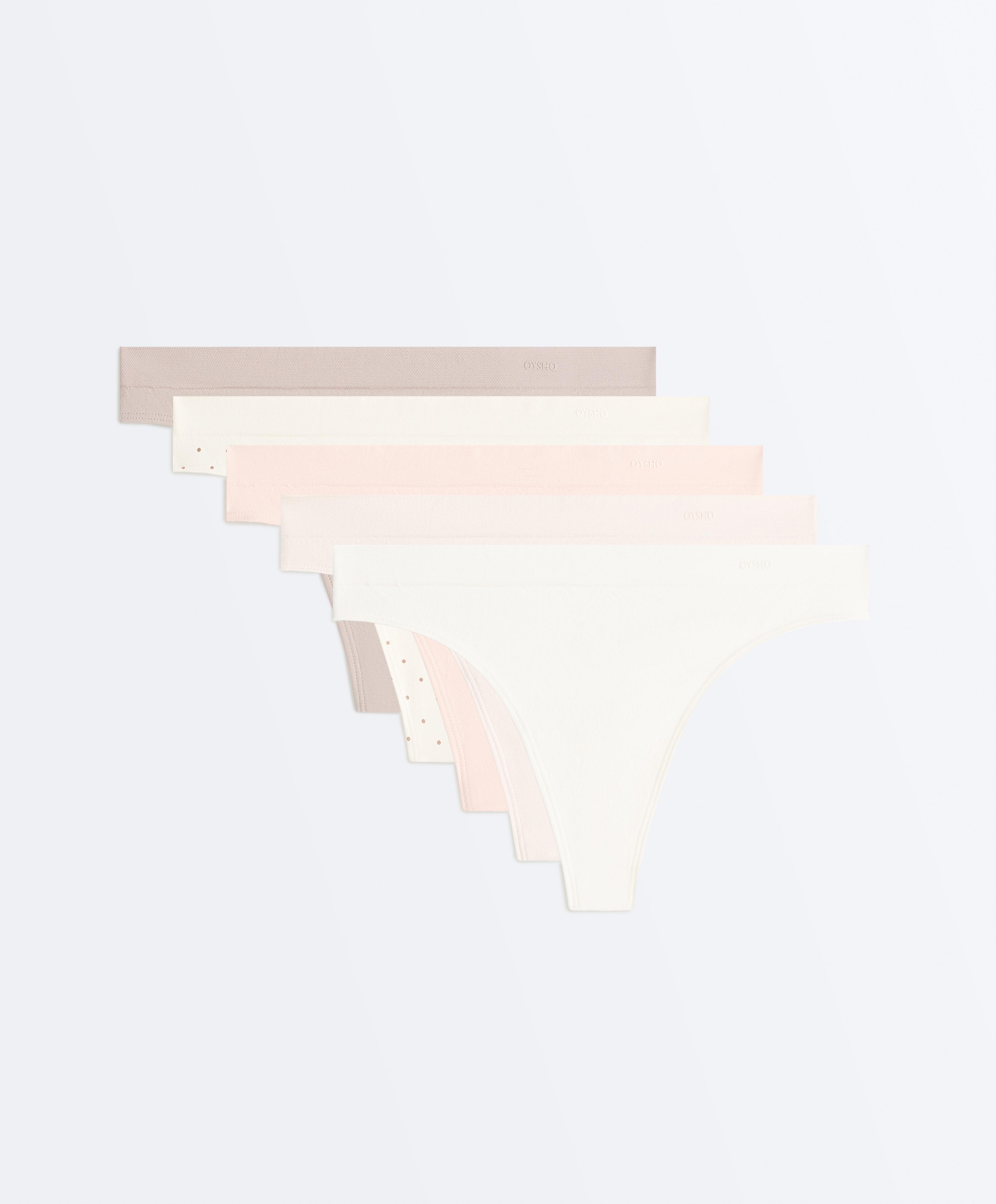 5 seamless soft-touch thongs — MINK