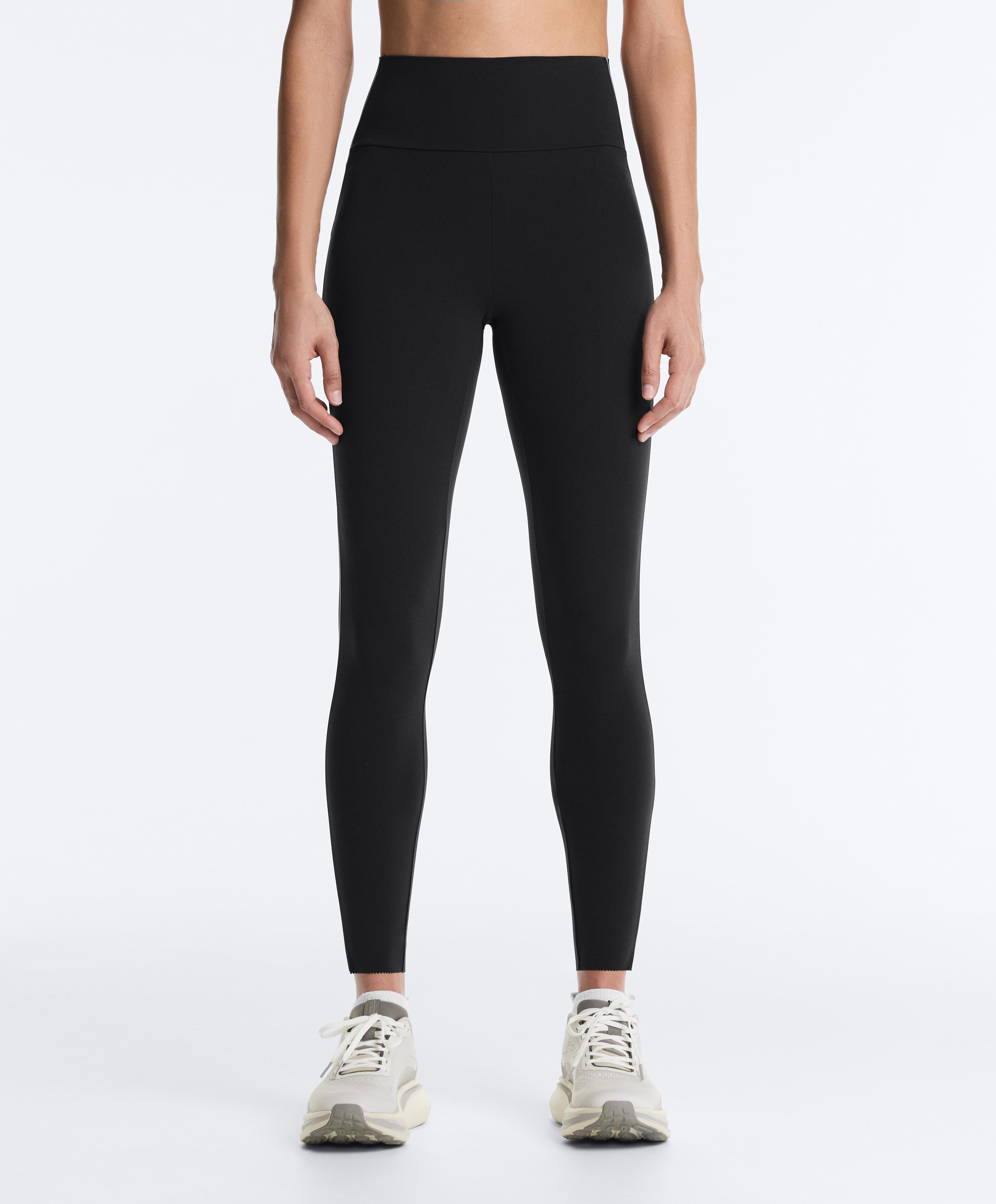 Reflective high-rise Compressive core control ankle-length leggings — BLACK