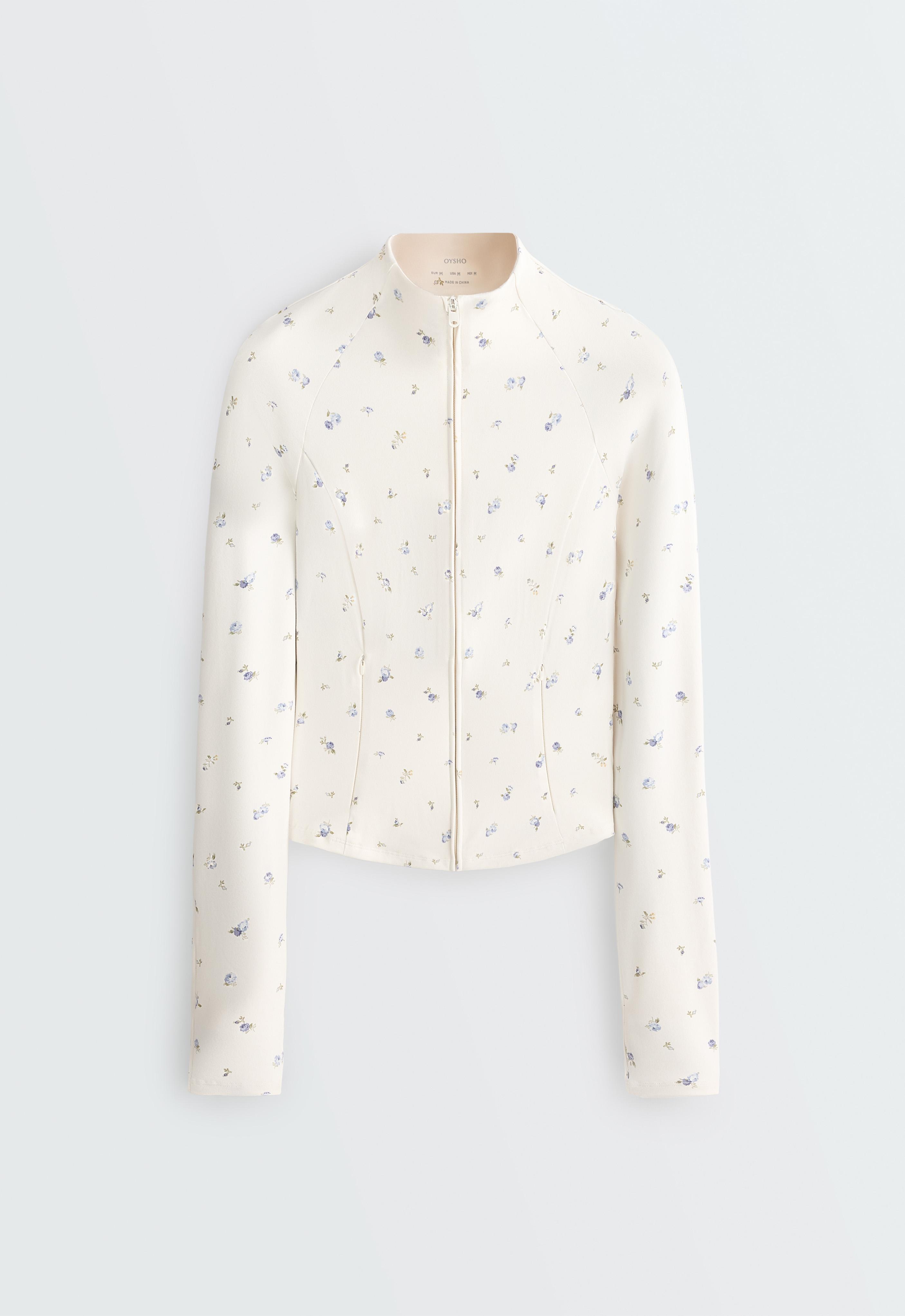 Evermove floral print technical jacket — PALE ECRU