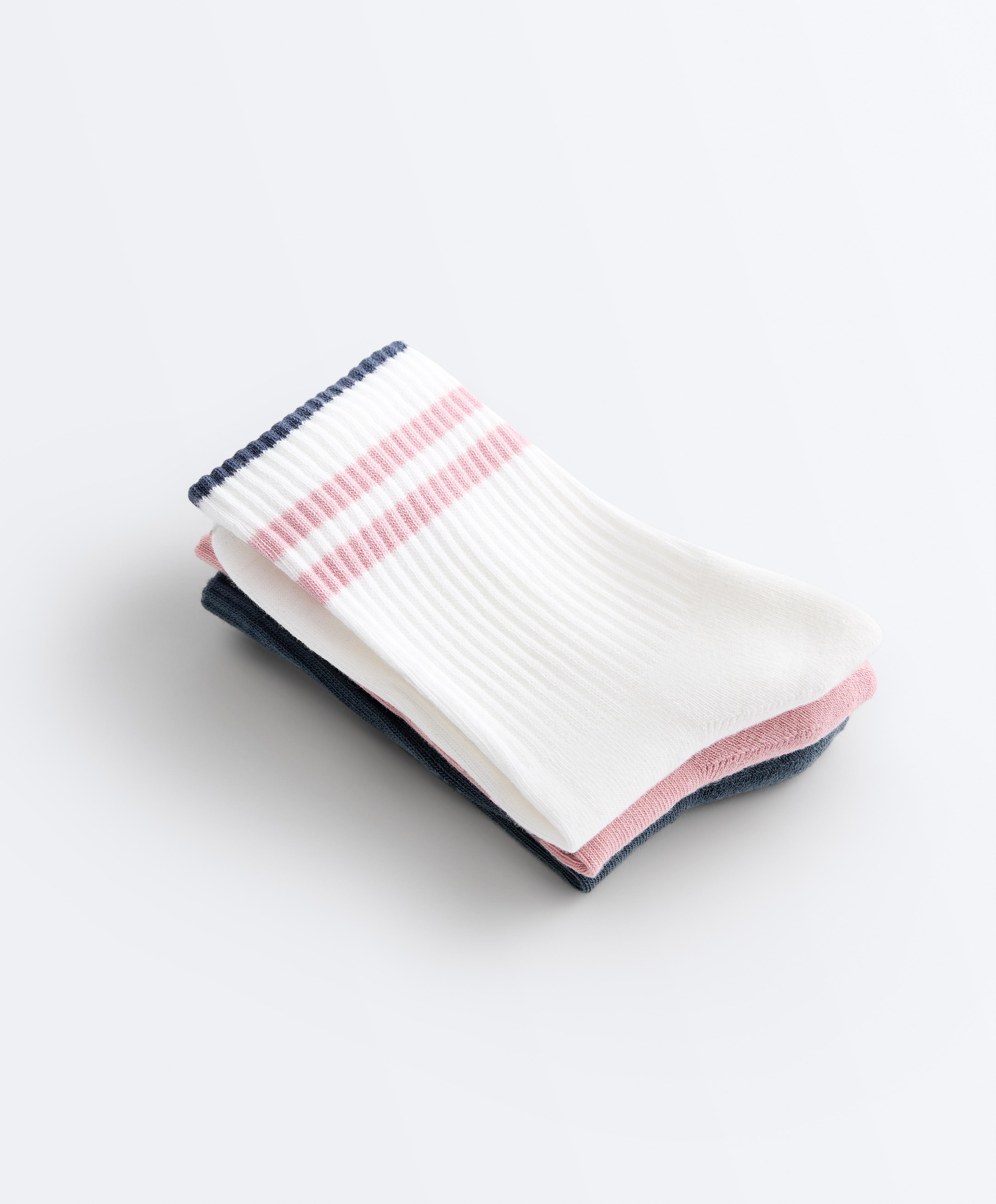 3 pairs of cotton blend classic socks — PALE PINK