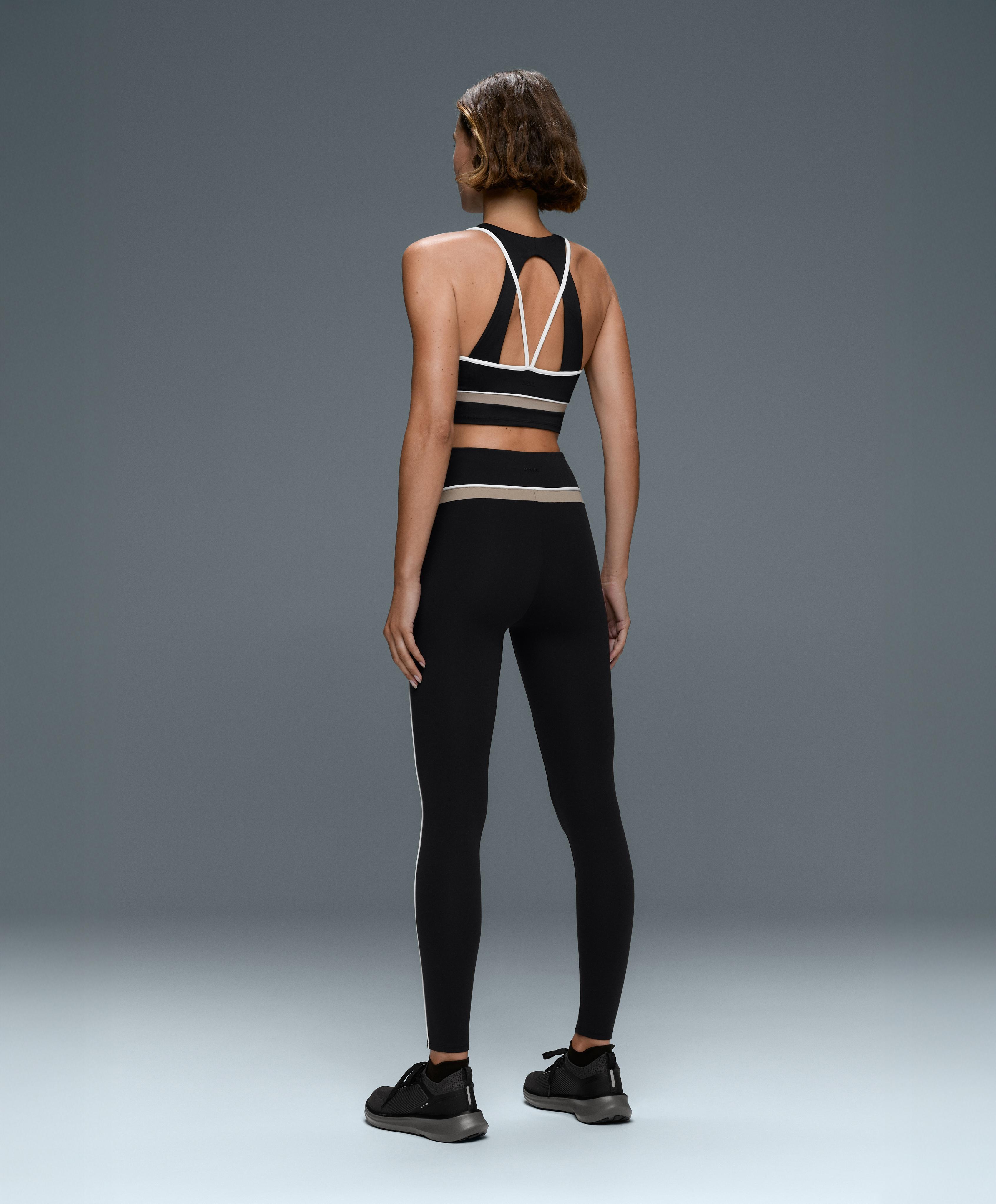Comfortlux high-rise colour-block piping leggings — BLACK