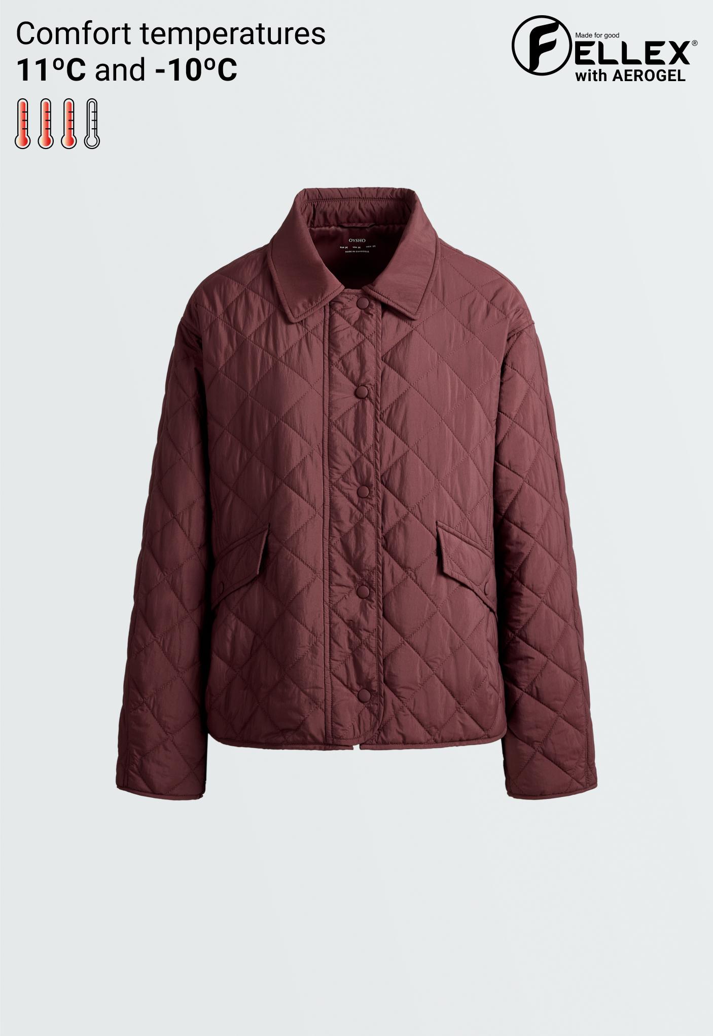 FELLEX® AEROGEL midi boxy padded jacket — BURGUNDY