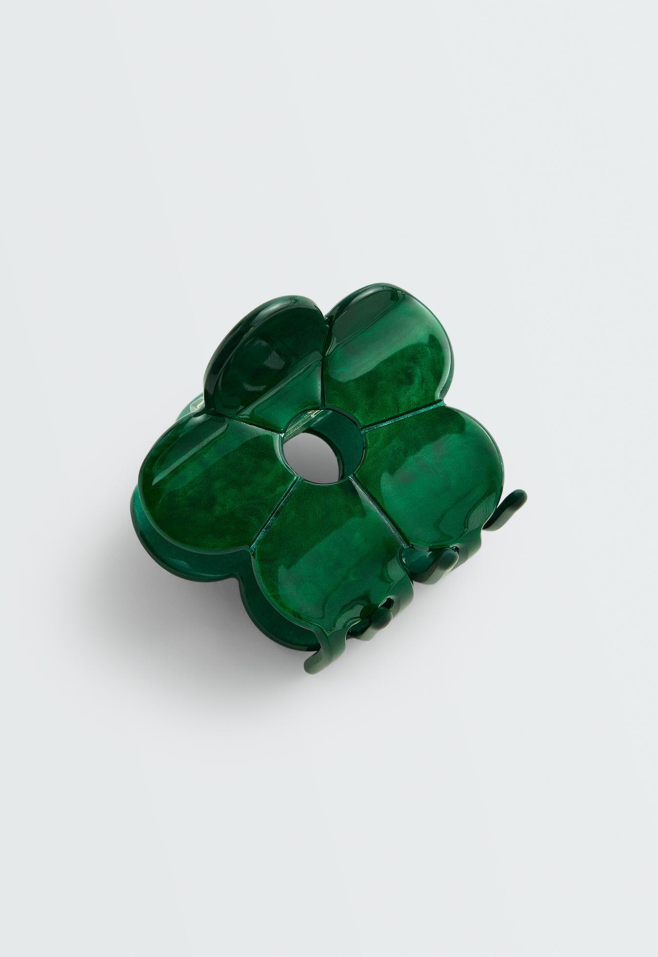 Small flower hair clip — DARK EMERALD
