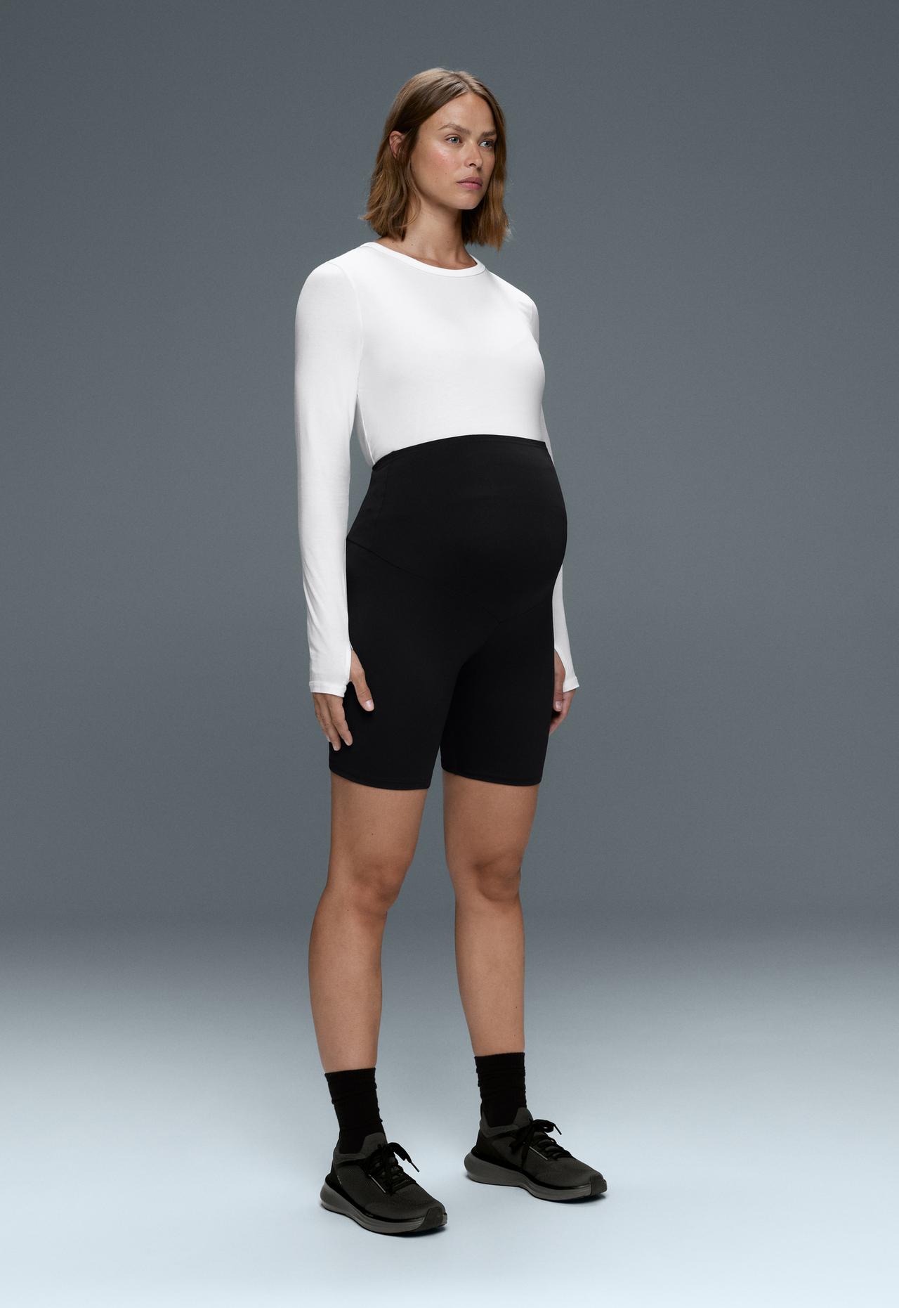 Maternity Comfortlux 20cm biker leggings — BLACK