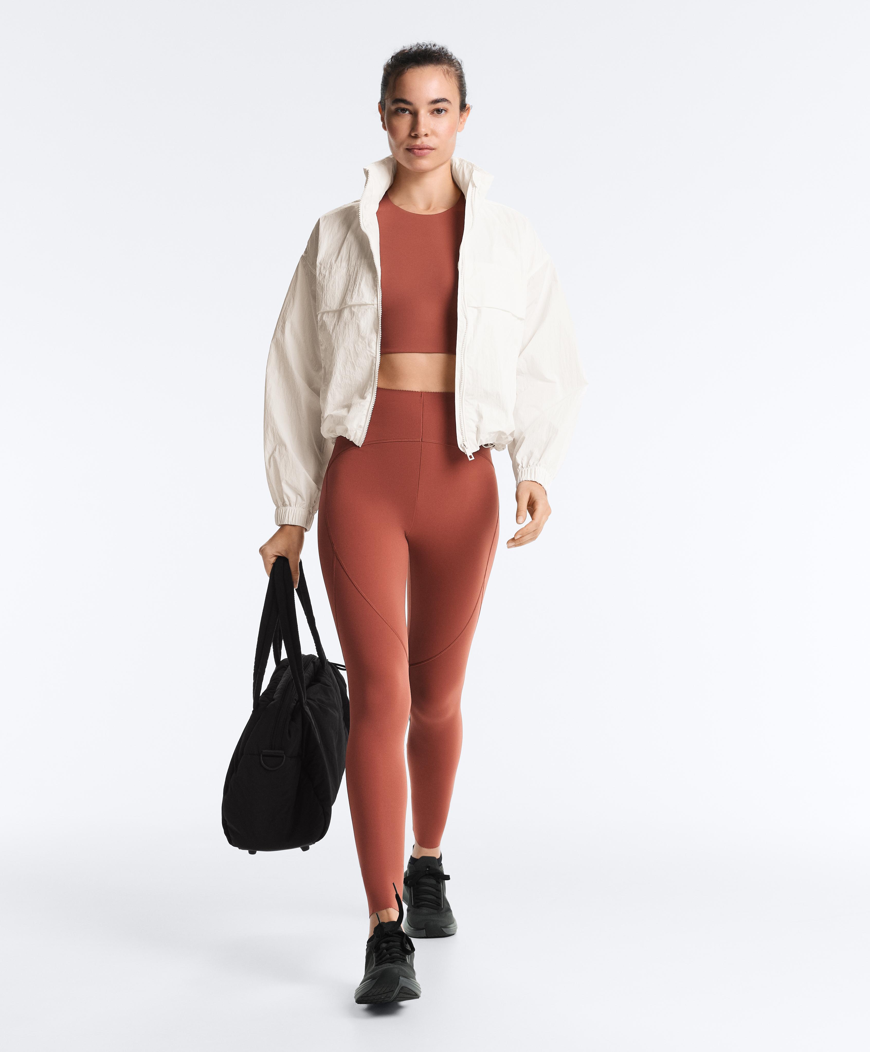 Basic compressive high-waisted ankle-length leggings — WASHED TERRACOTTA