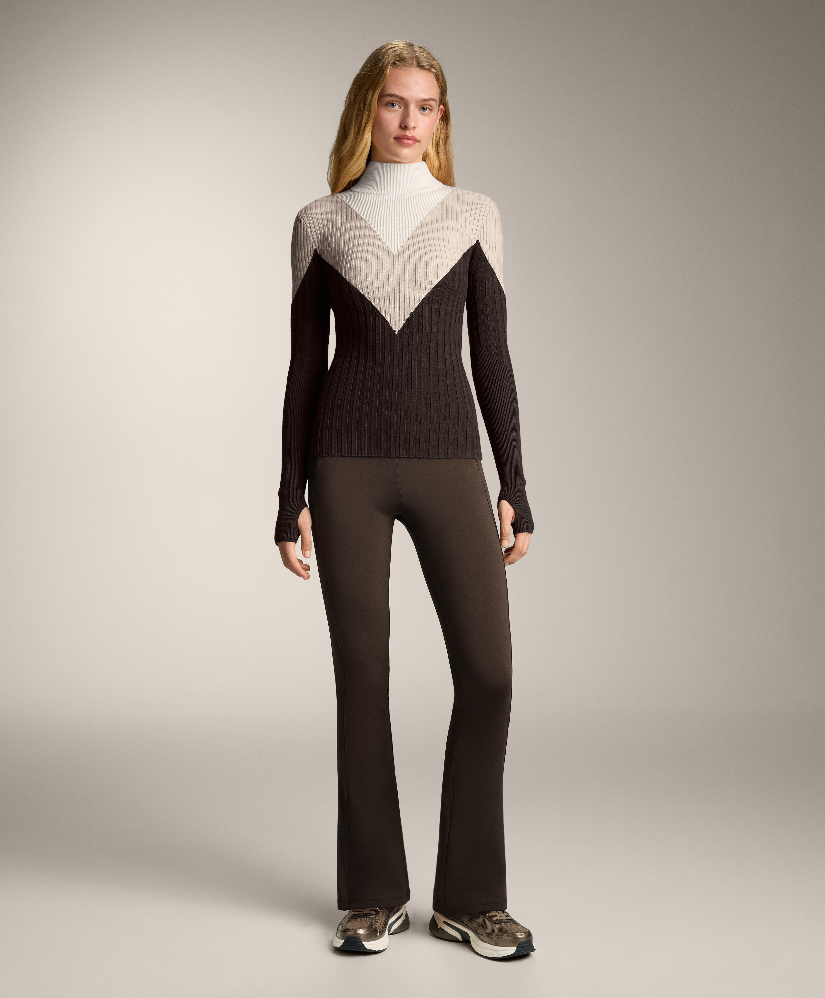 Thermal base layer rib knit T-shirt with contrasting high neck - Sale