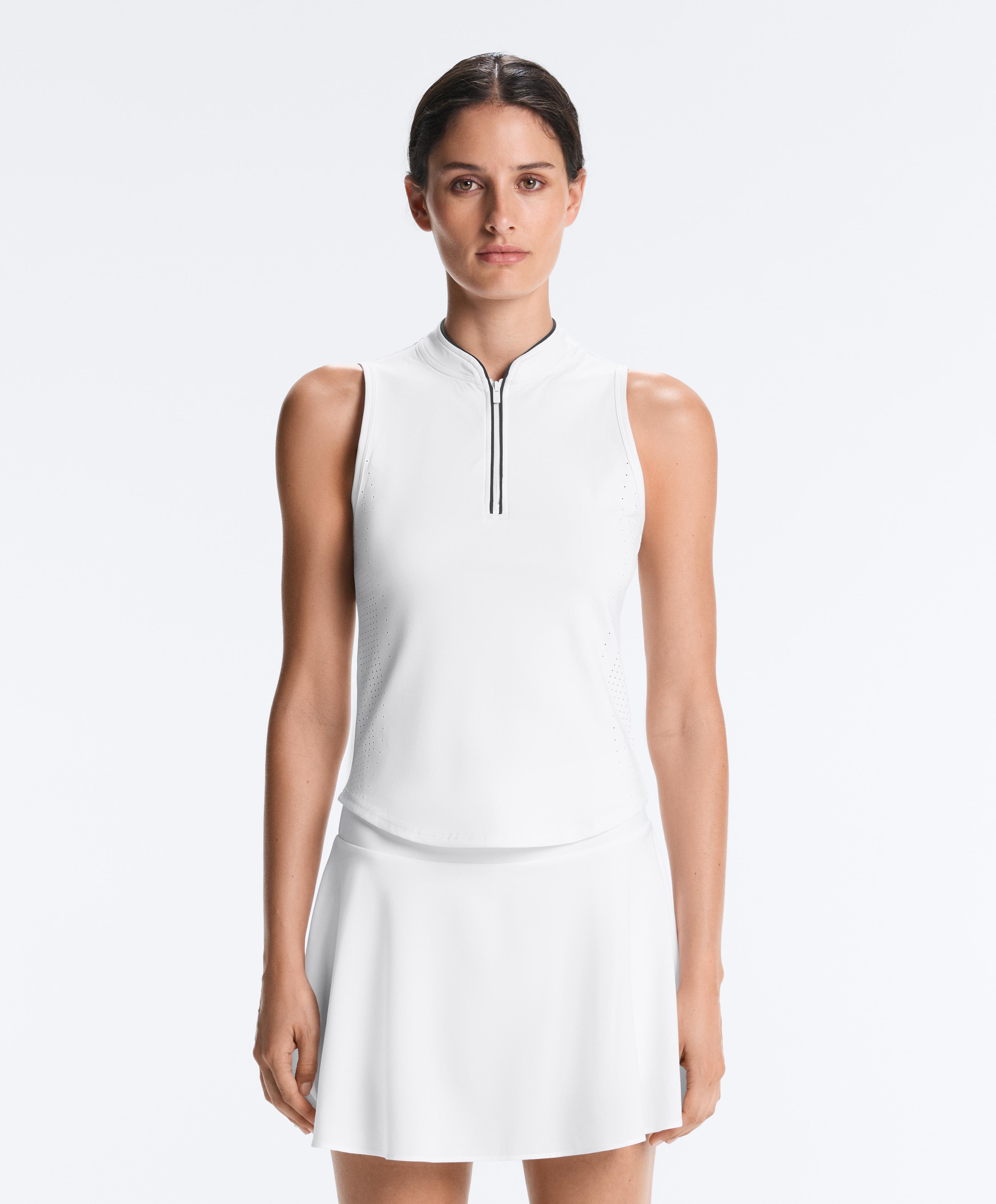Technical sleeveless T-shirt with half zip — WHITE