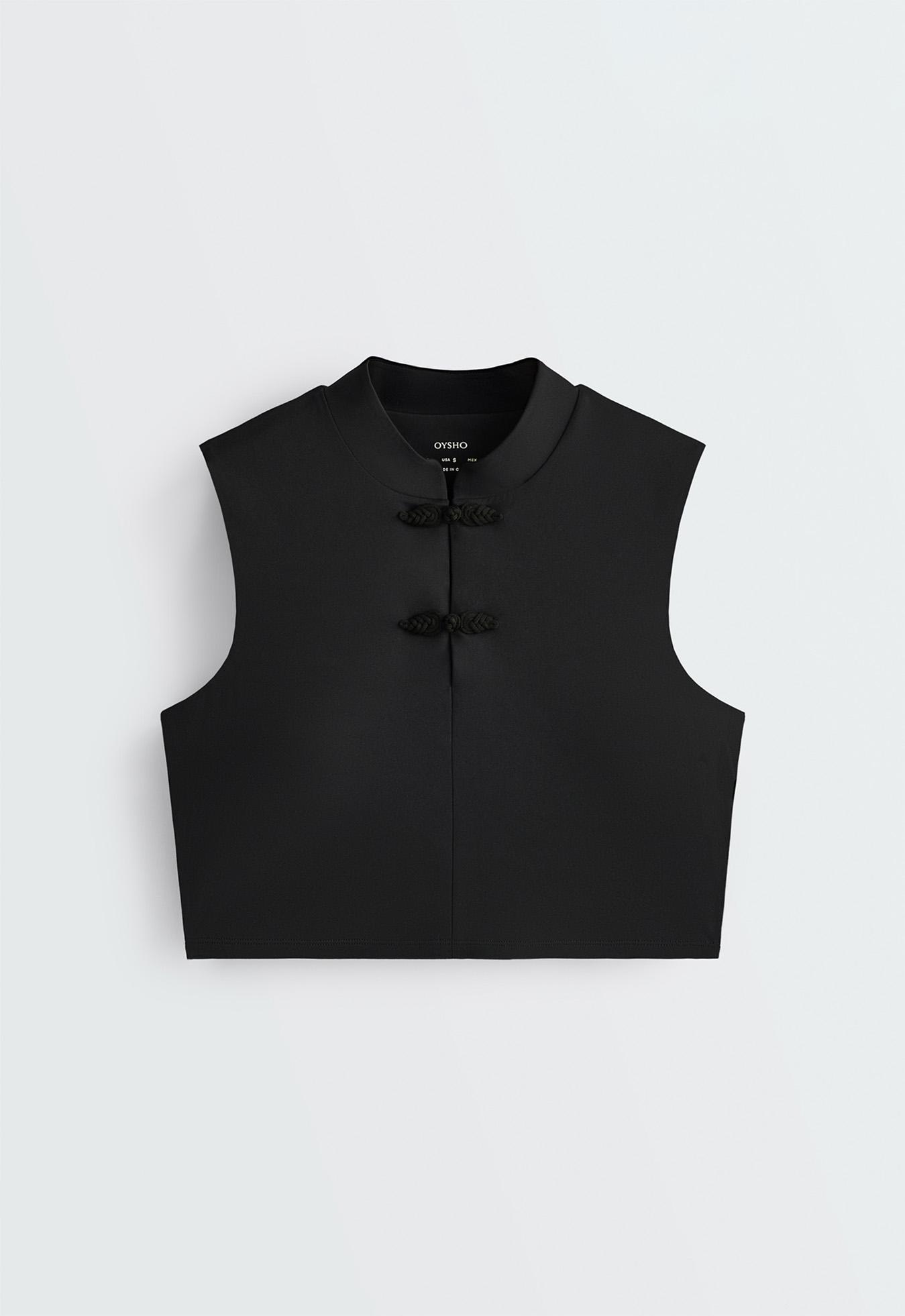 Comfortlux Mandarin collar tank top — BLACK