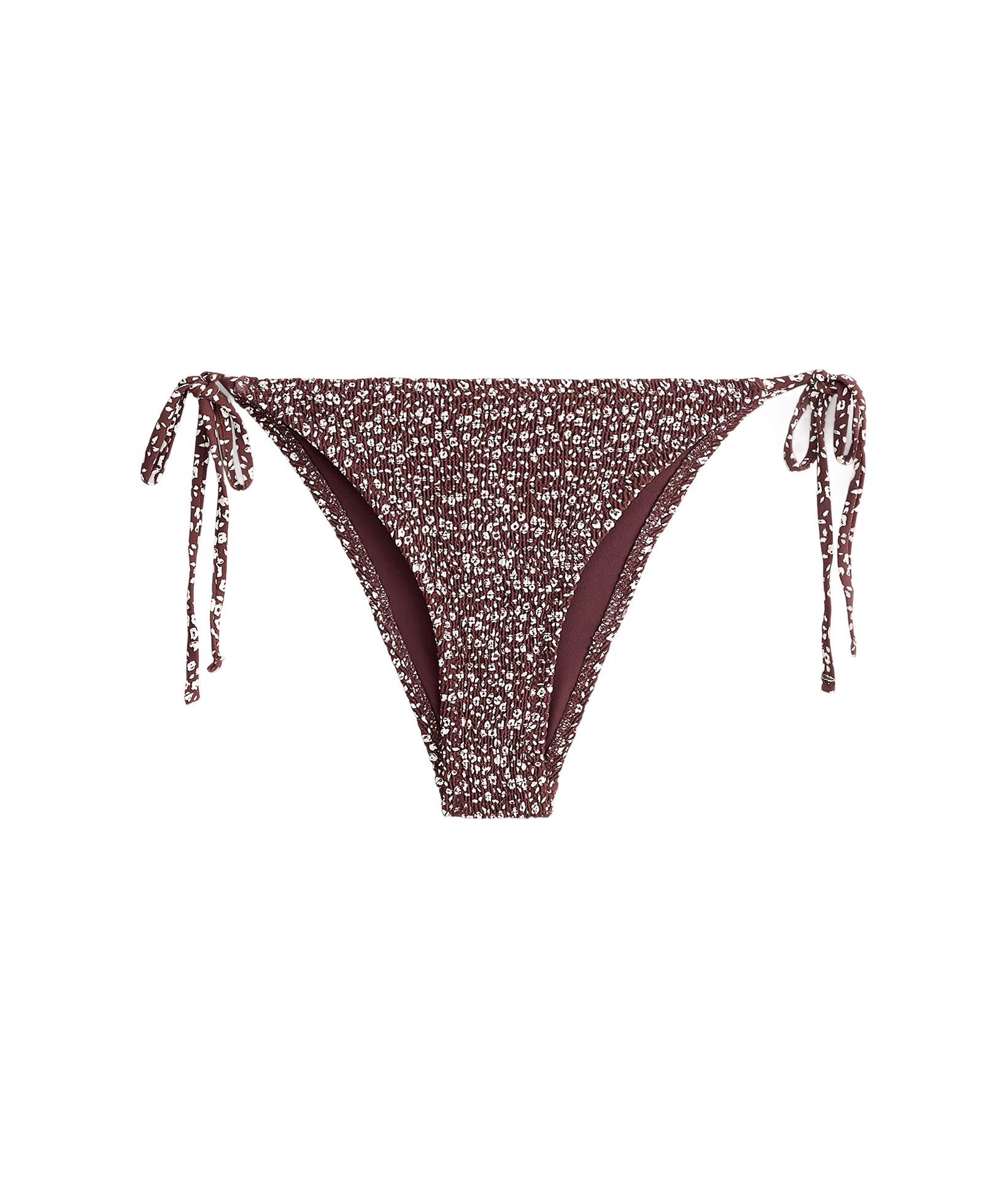 Smock tie medium-coverage bikini briefs — CHOCOLATE