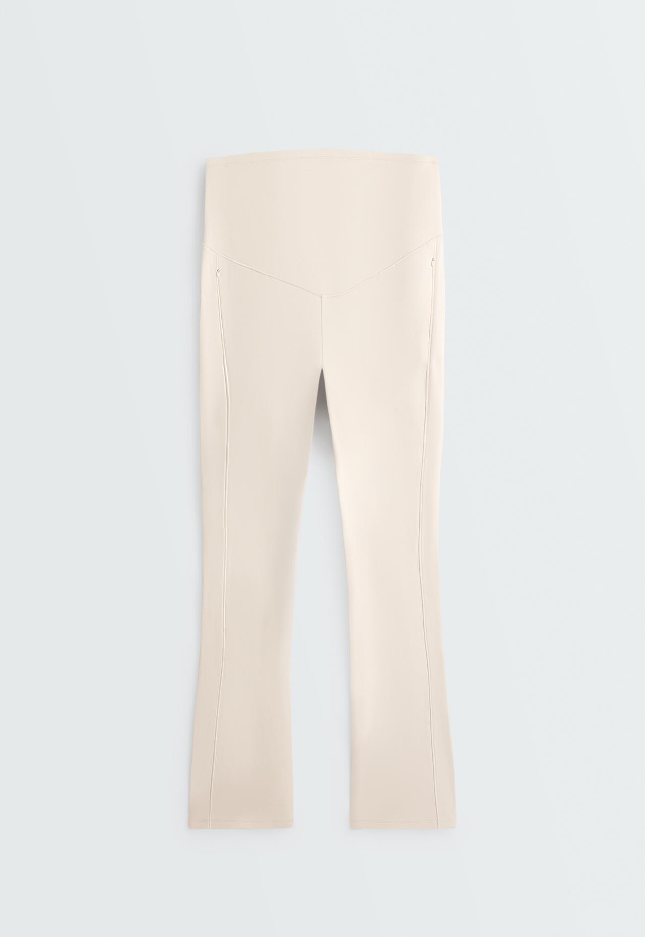 Warm maternity Flare trousers with zips — ECRU