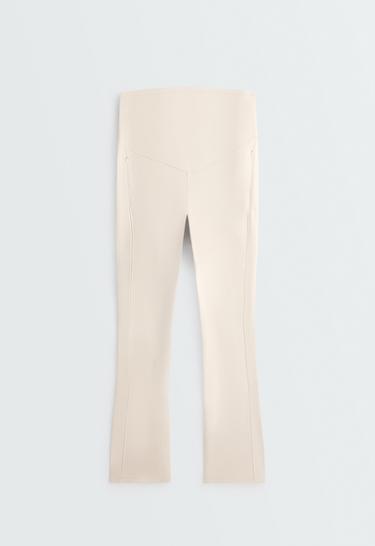 Warm maternity Flare trousers with zips — ECRU 6
