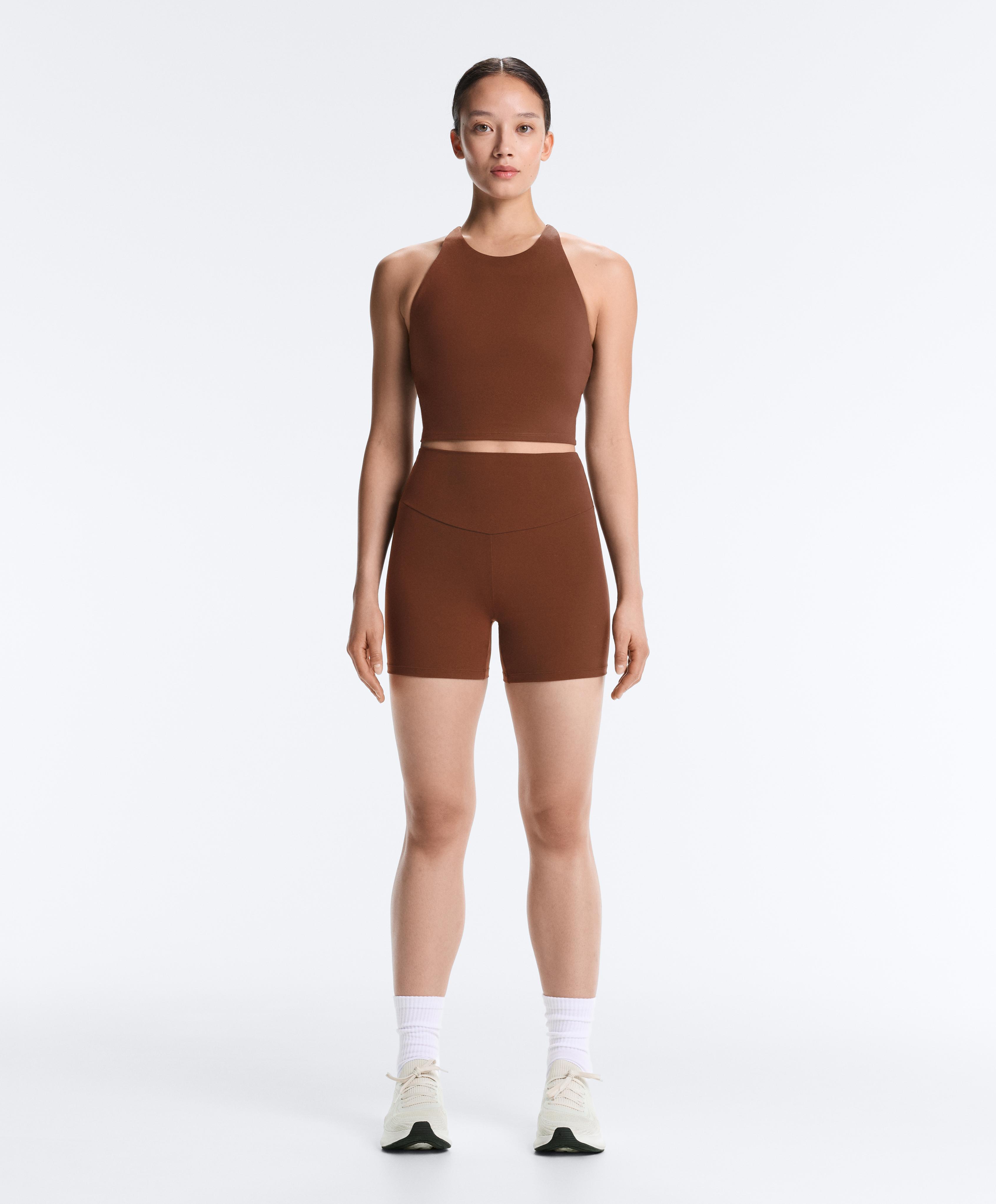 Comfortlux high-waisted 10cm hot pants — COFFEE