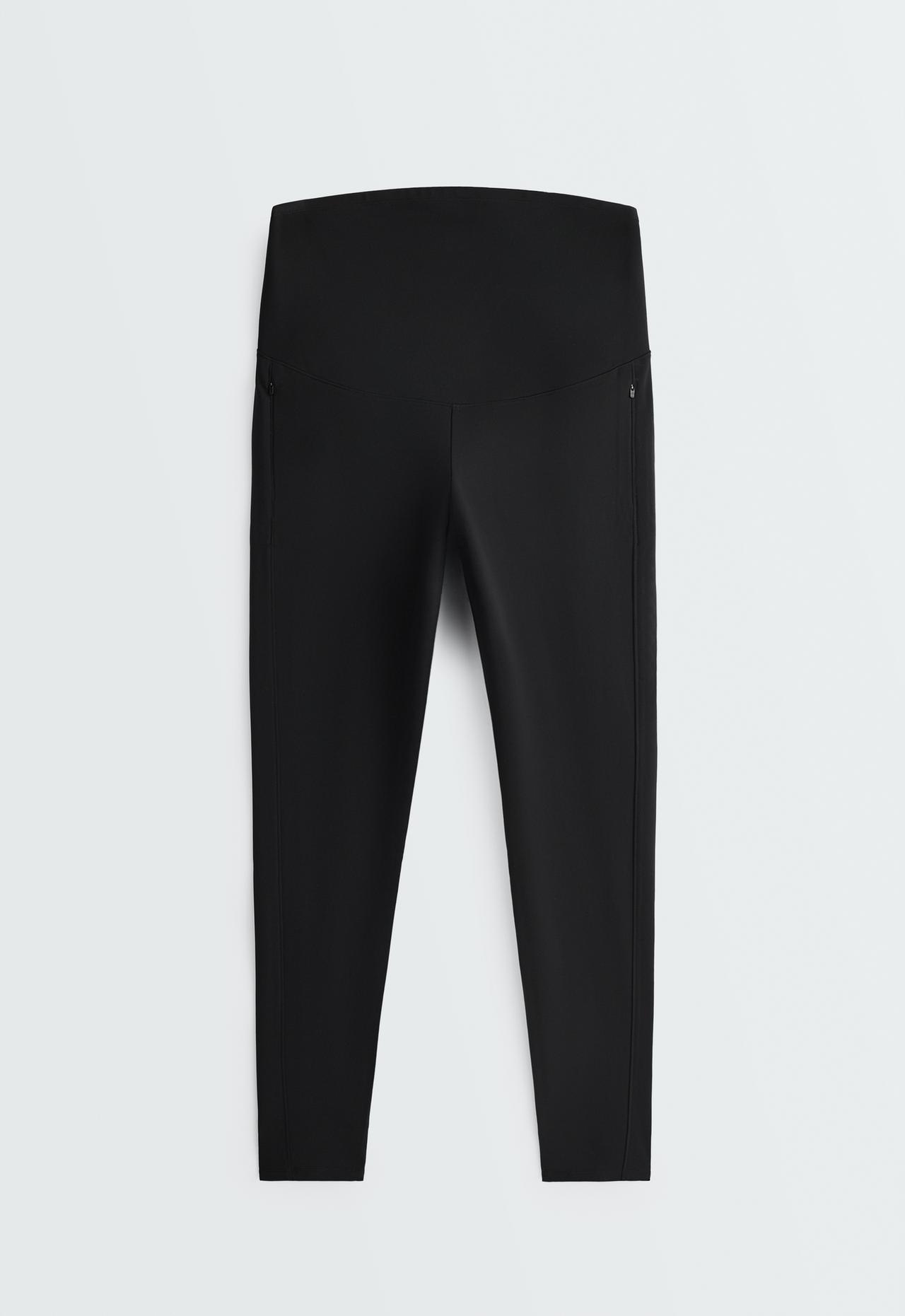 65cm Warm maternity leggings with zips — BLACK