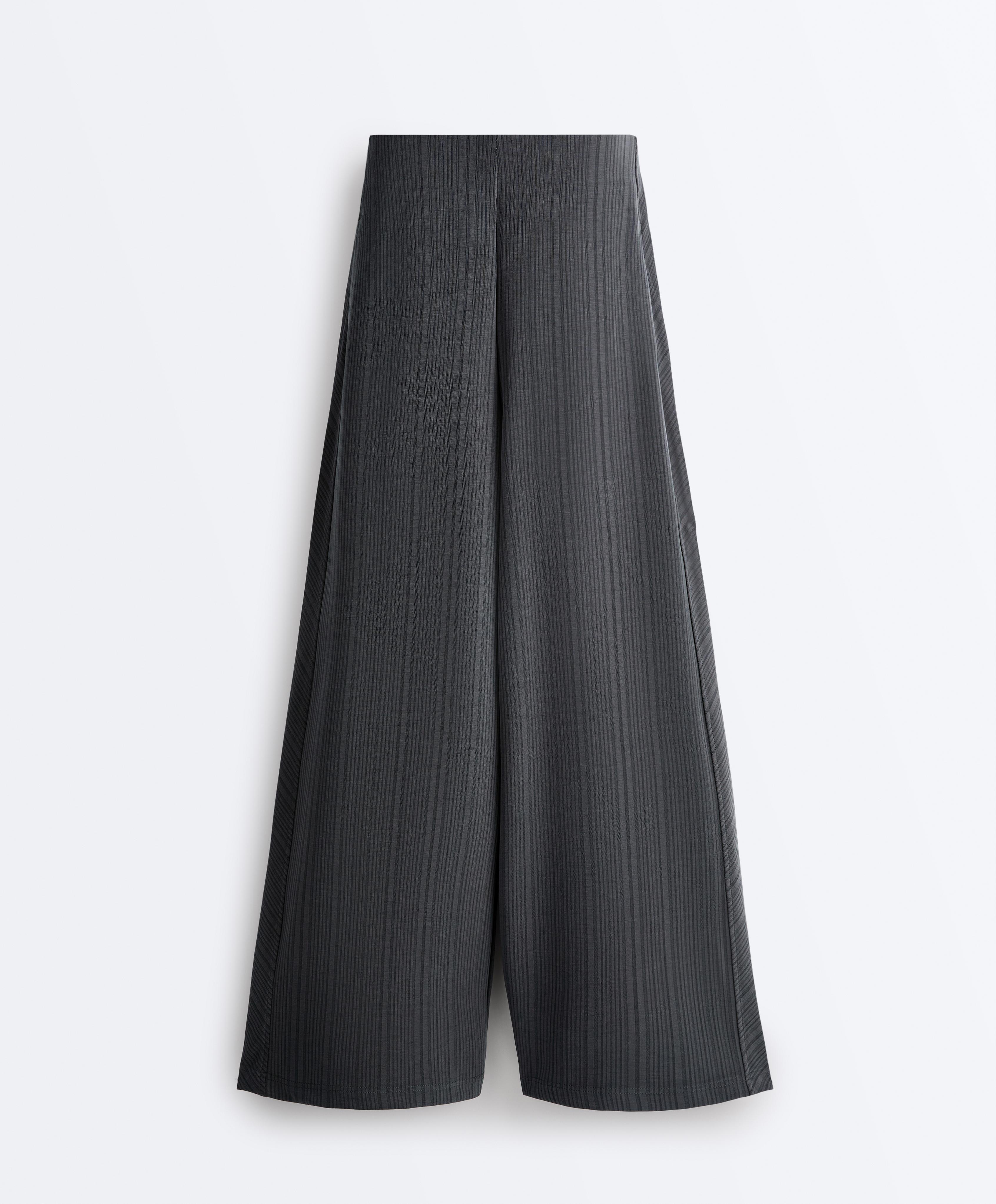 Asymmetric stripe trousers with modal — ASPHALT