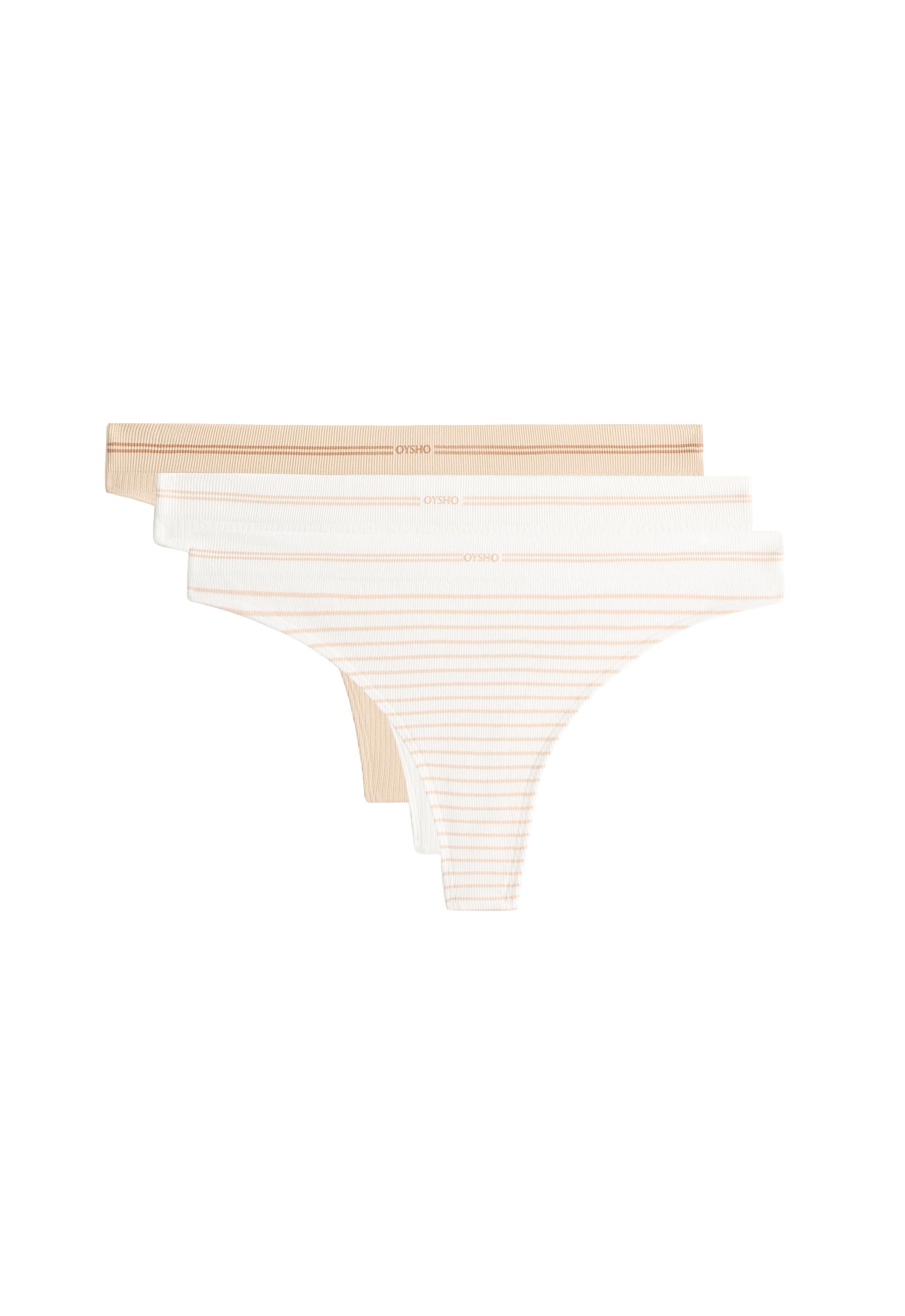 3 seamless rib polyamide blend thongs — WHITE