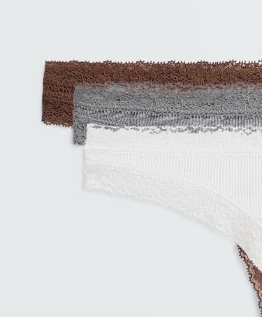 3 thongs with cotton Rib — MID GREY 3