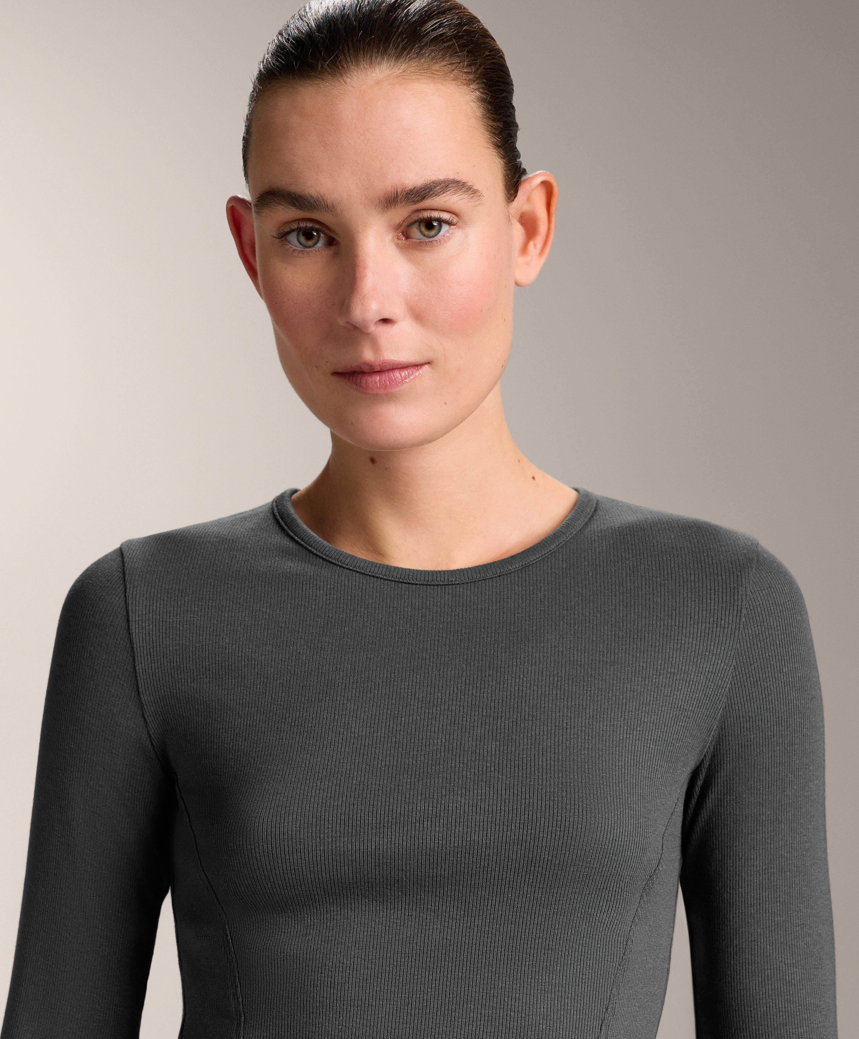 Camiseta rib manga larga con algodón y modal