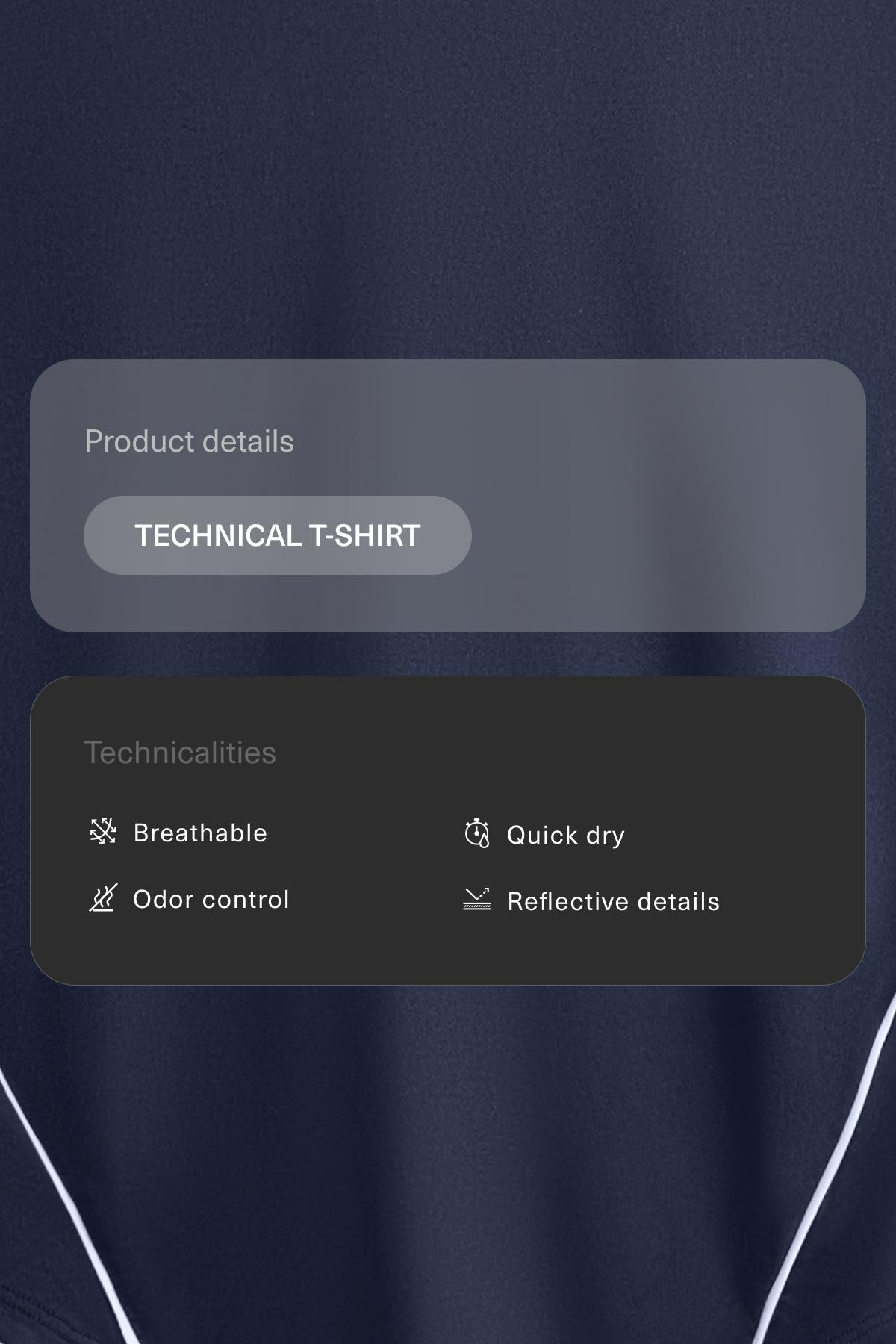 Long-sleeve technical piping T-shirt — NAVY BLUE