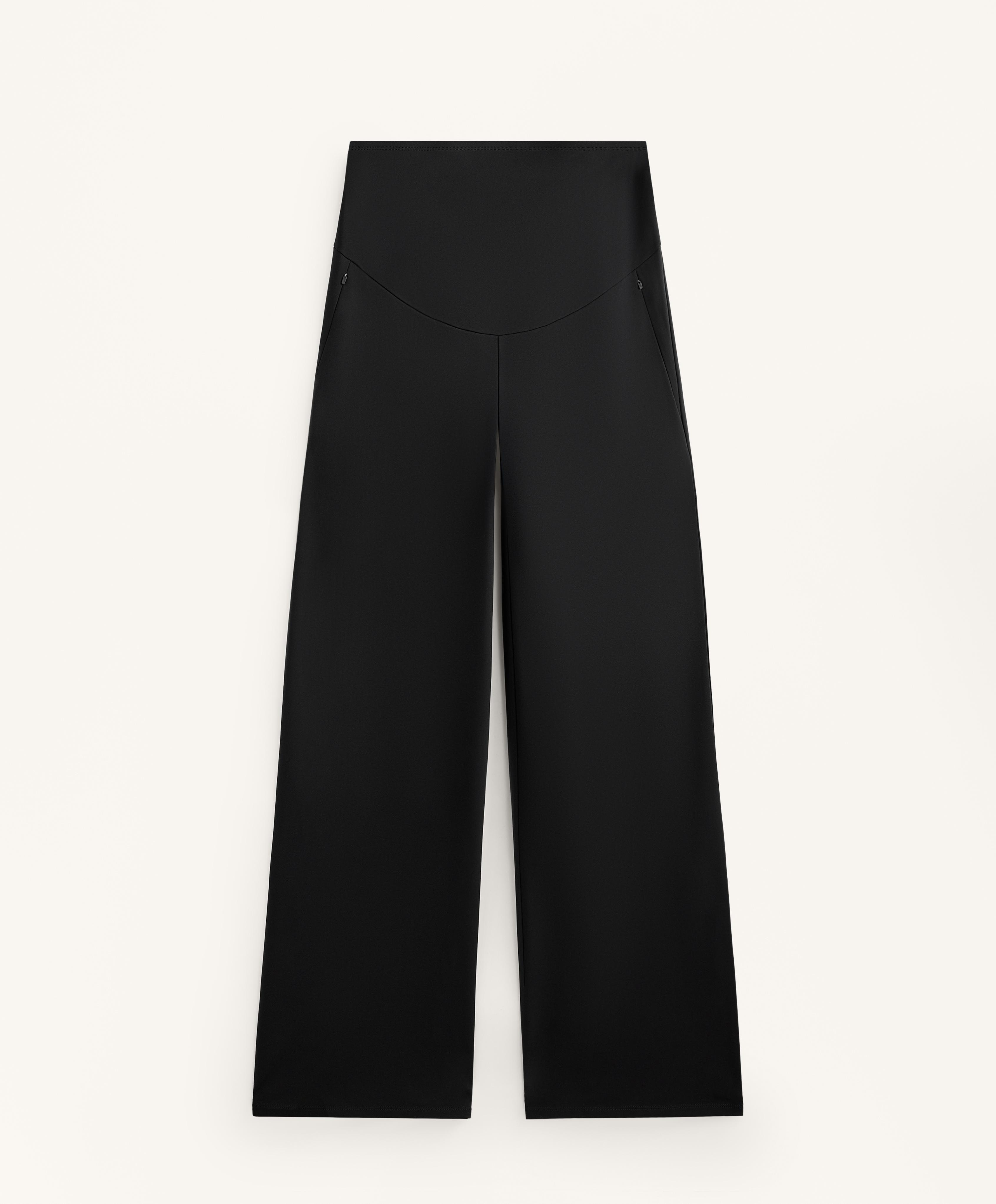 Straight-leg warm maternity trousers — BLACK