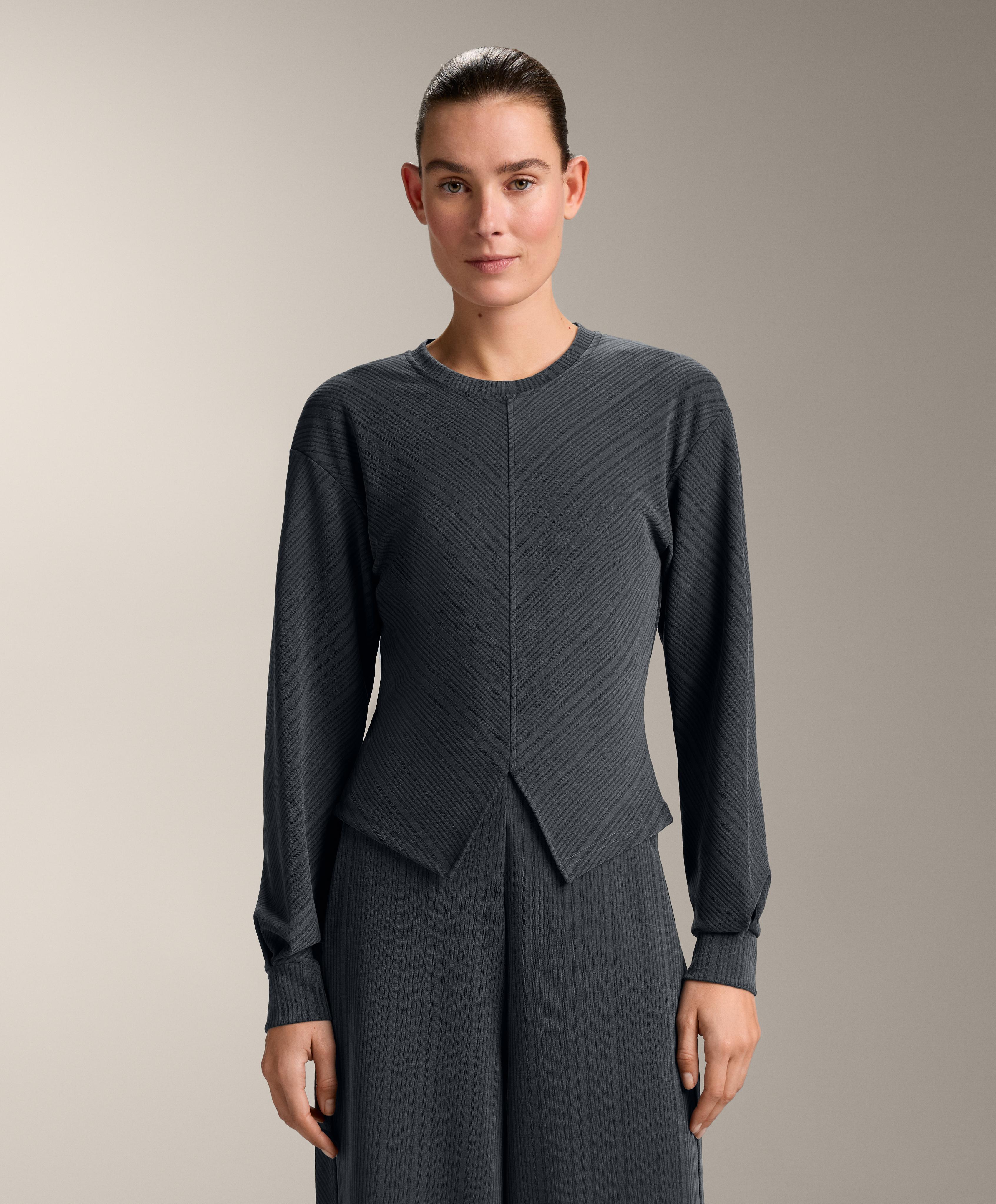 Asymmetric stripe sweatshirt with modal — ASPHALT