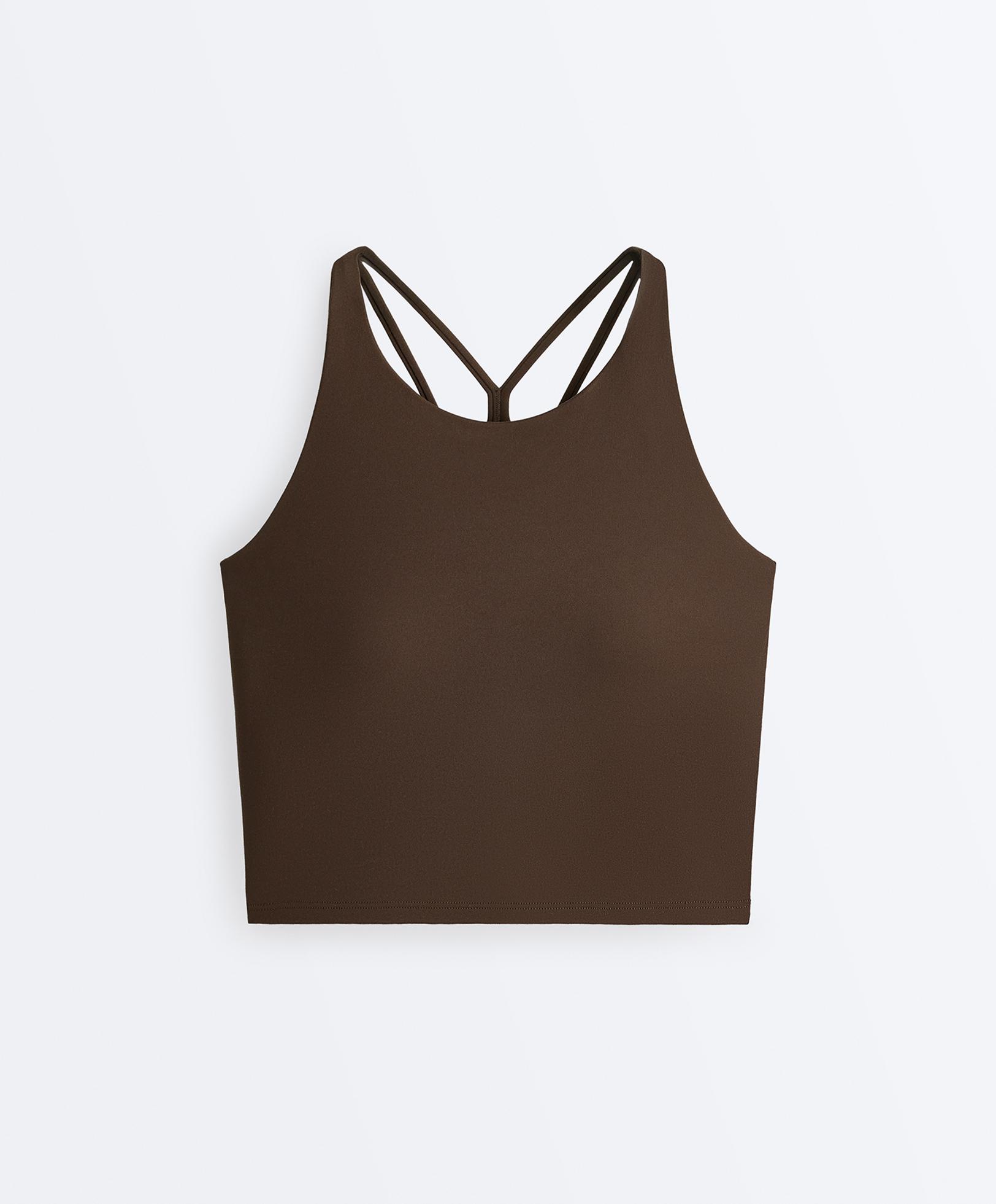 Comfortlux strappy tank top with cups — BROWN