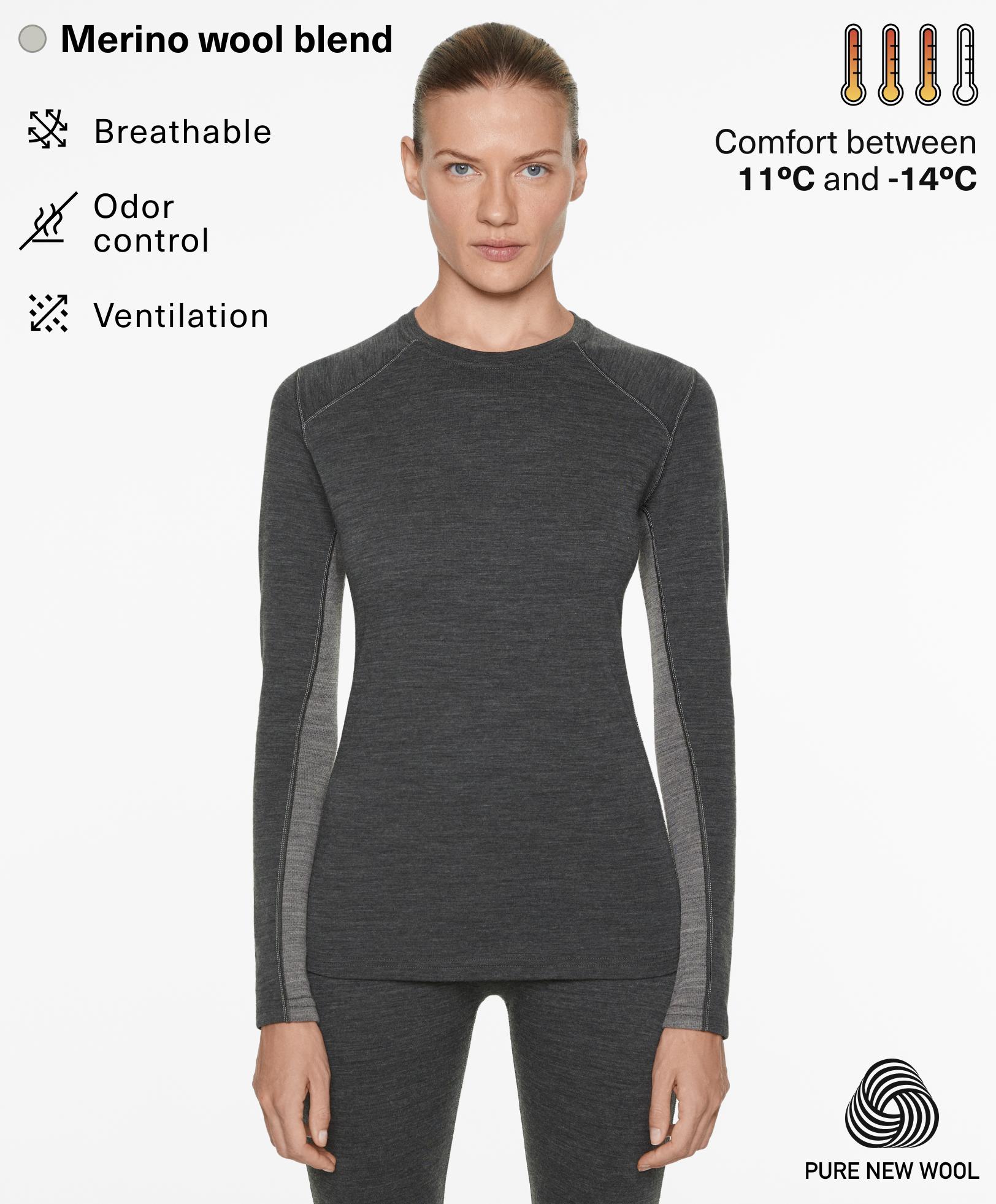 Performance base layers 95% merino wool top