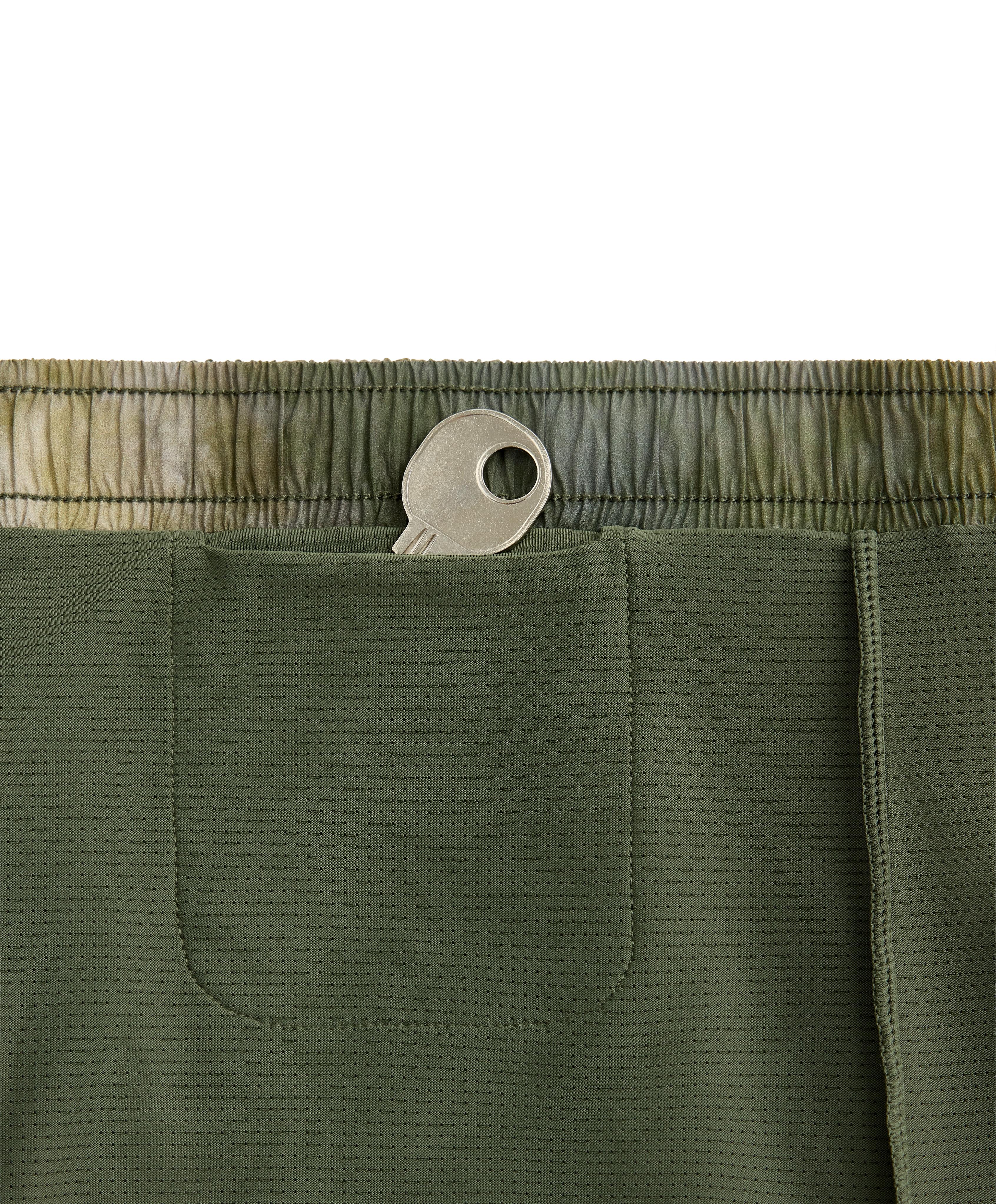 Printed mid rise 2-in-1 technical shorts — KHAKI