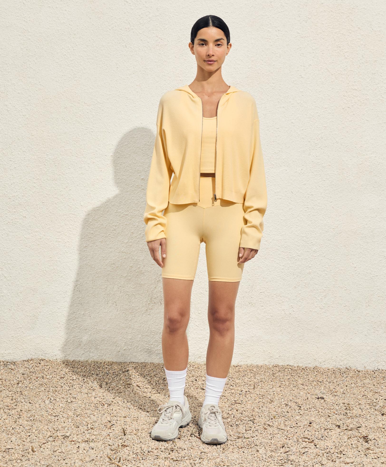 Hooded rib-knit jacket