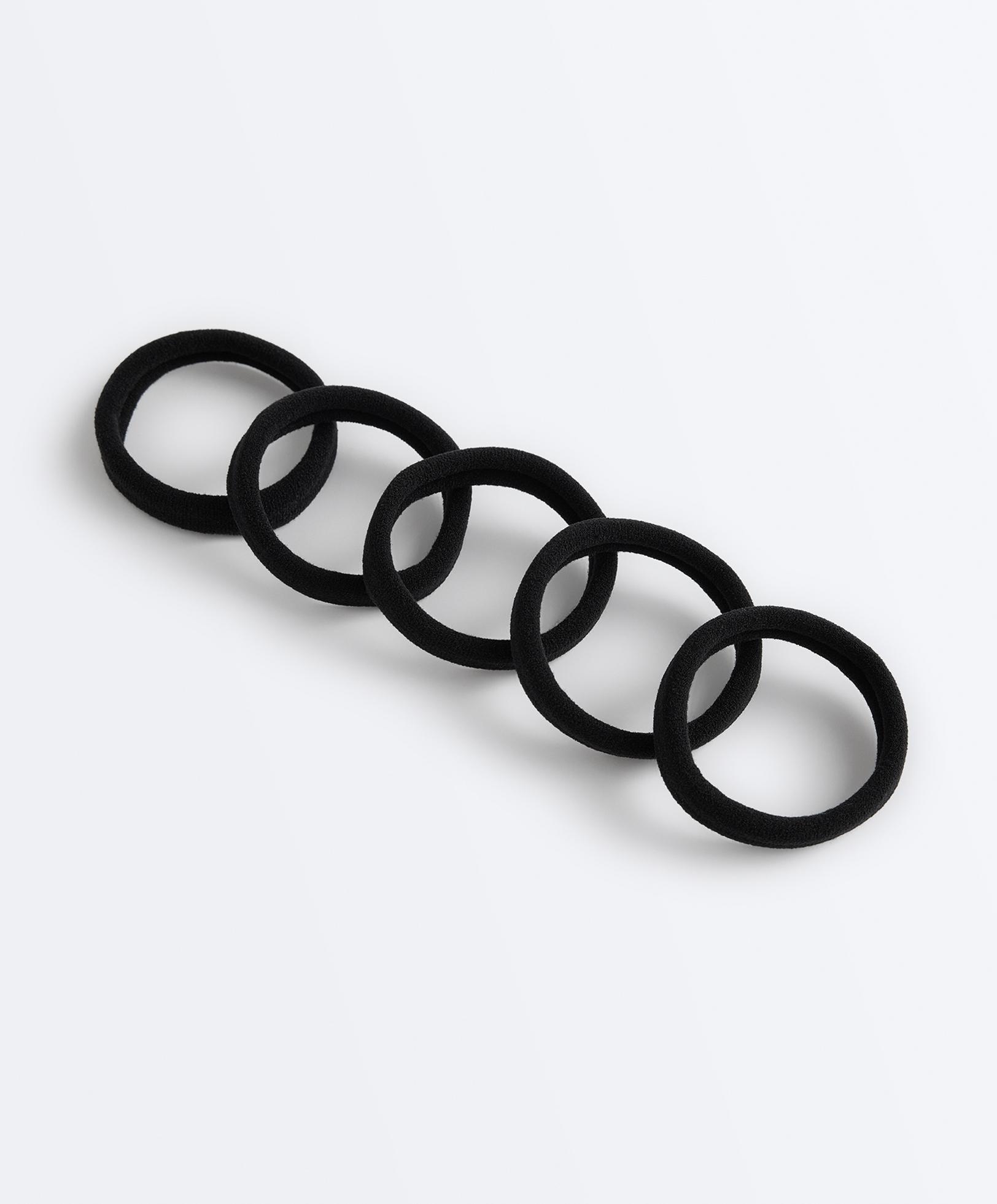5 smooth hair ties — BLACK