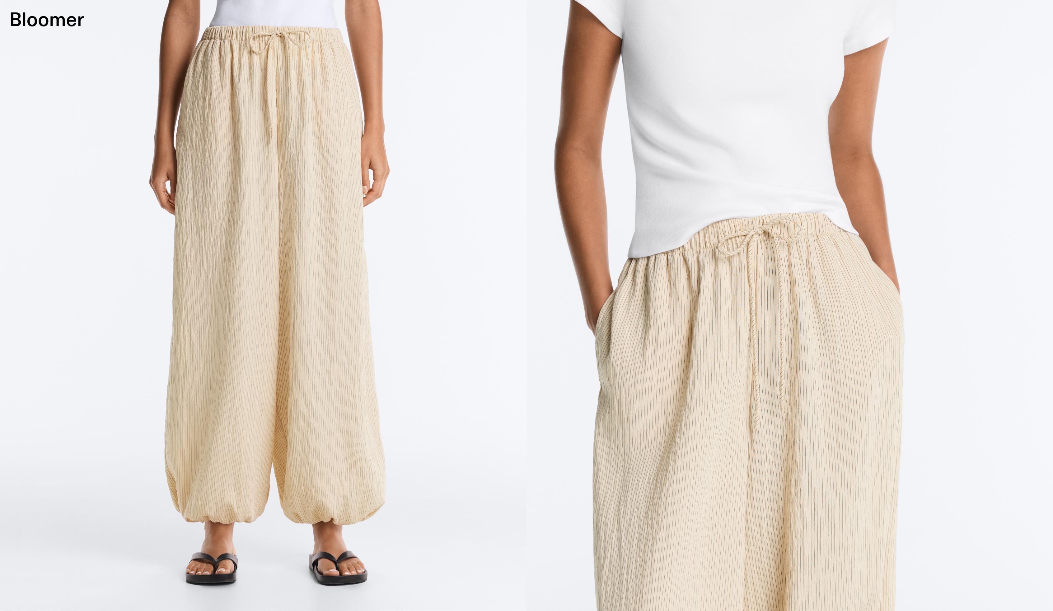 Modal blend striped bloomer trousers — PALE ECRU