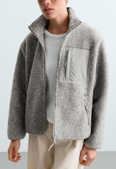 Faux-shearling pocket jacket — MID-GREY MELANGE 5