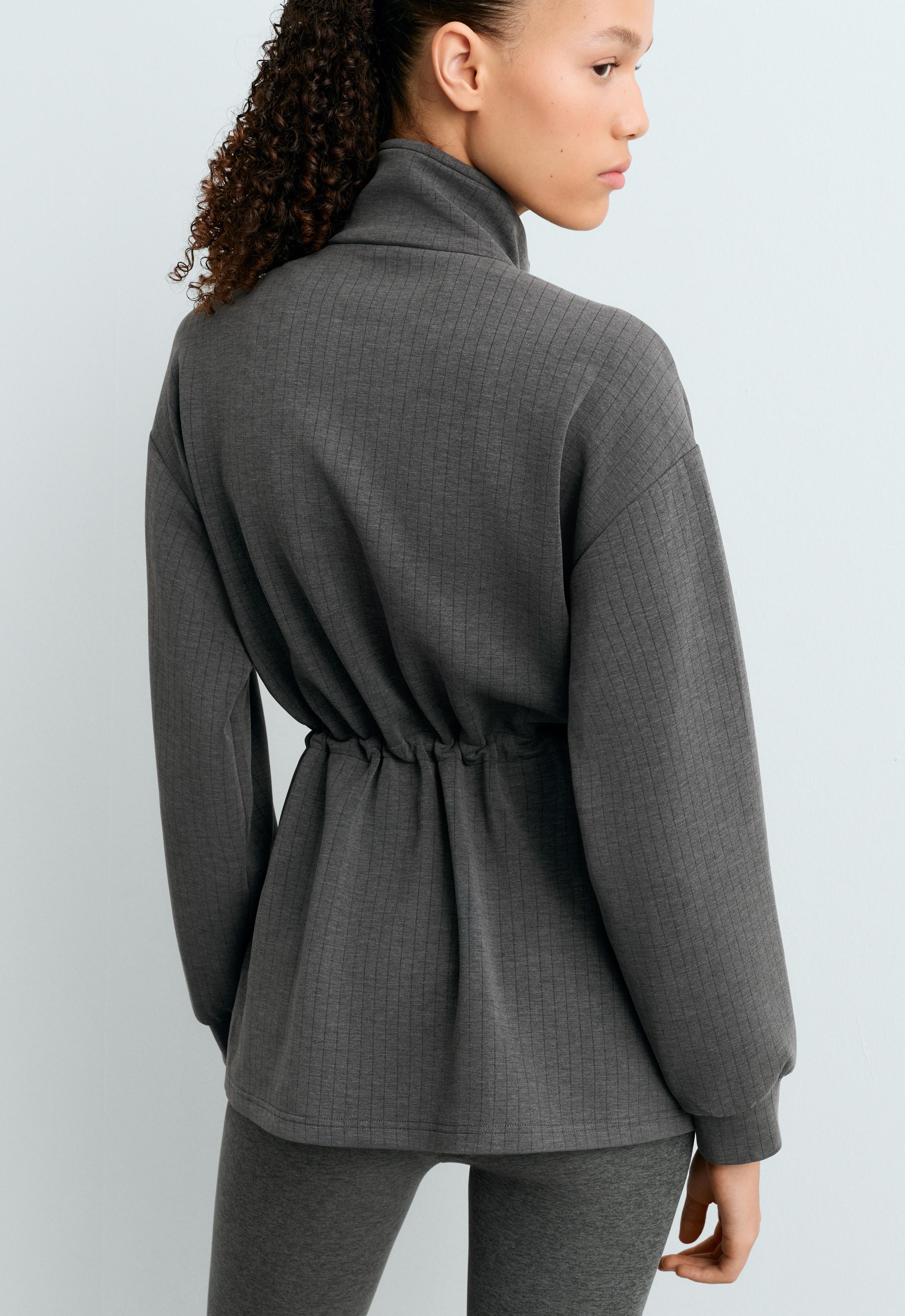 Long Soft-Touch Modal Jacket in Pinstripe — ASPHALT GREY