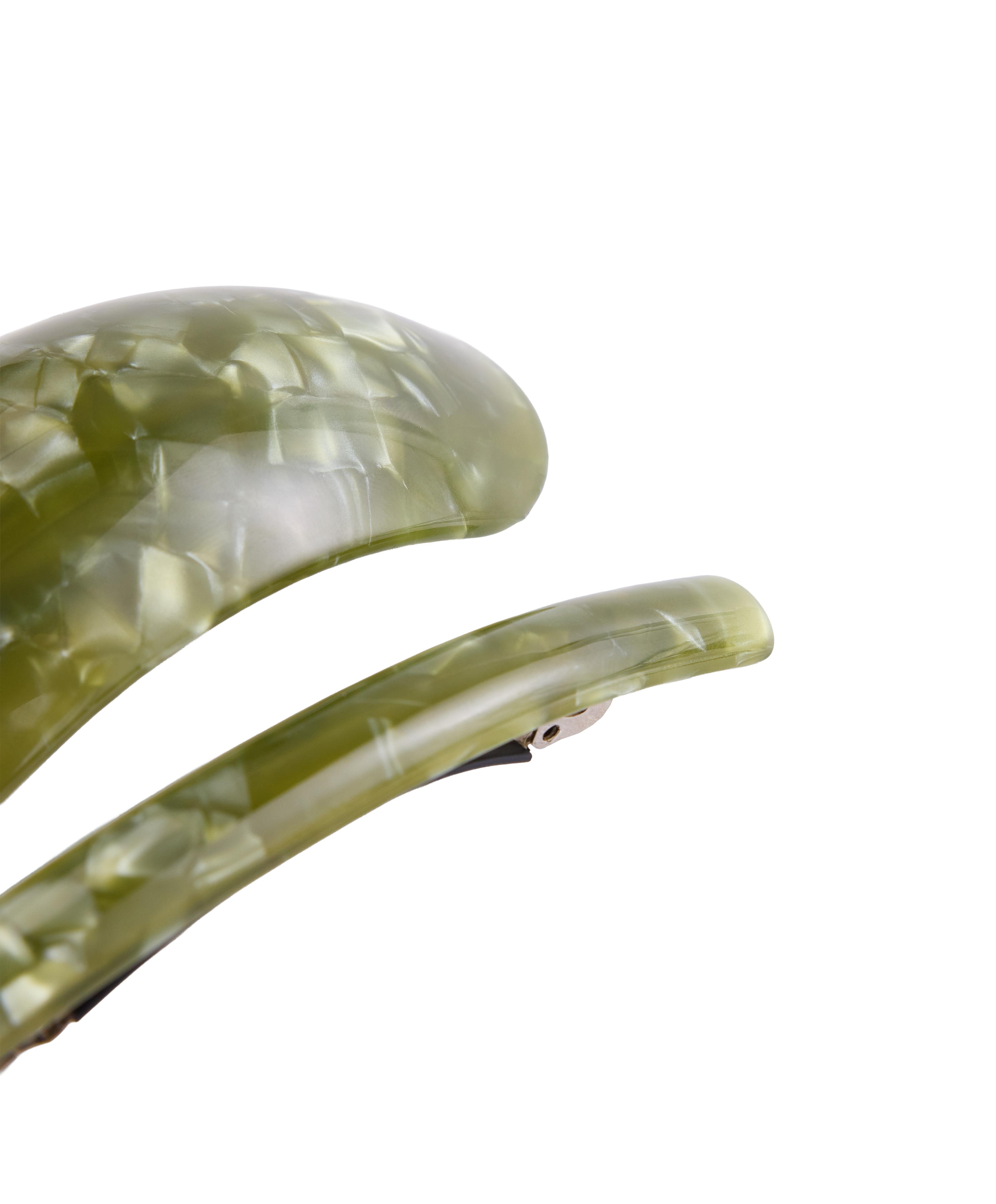 2 faux-tortoiseshell hair slides — KHAKI-GREY