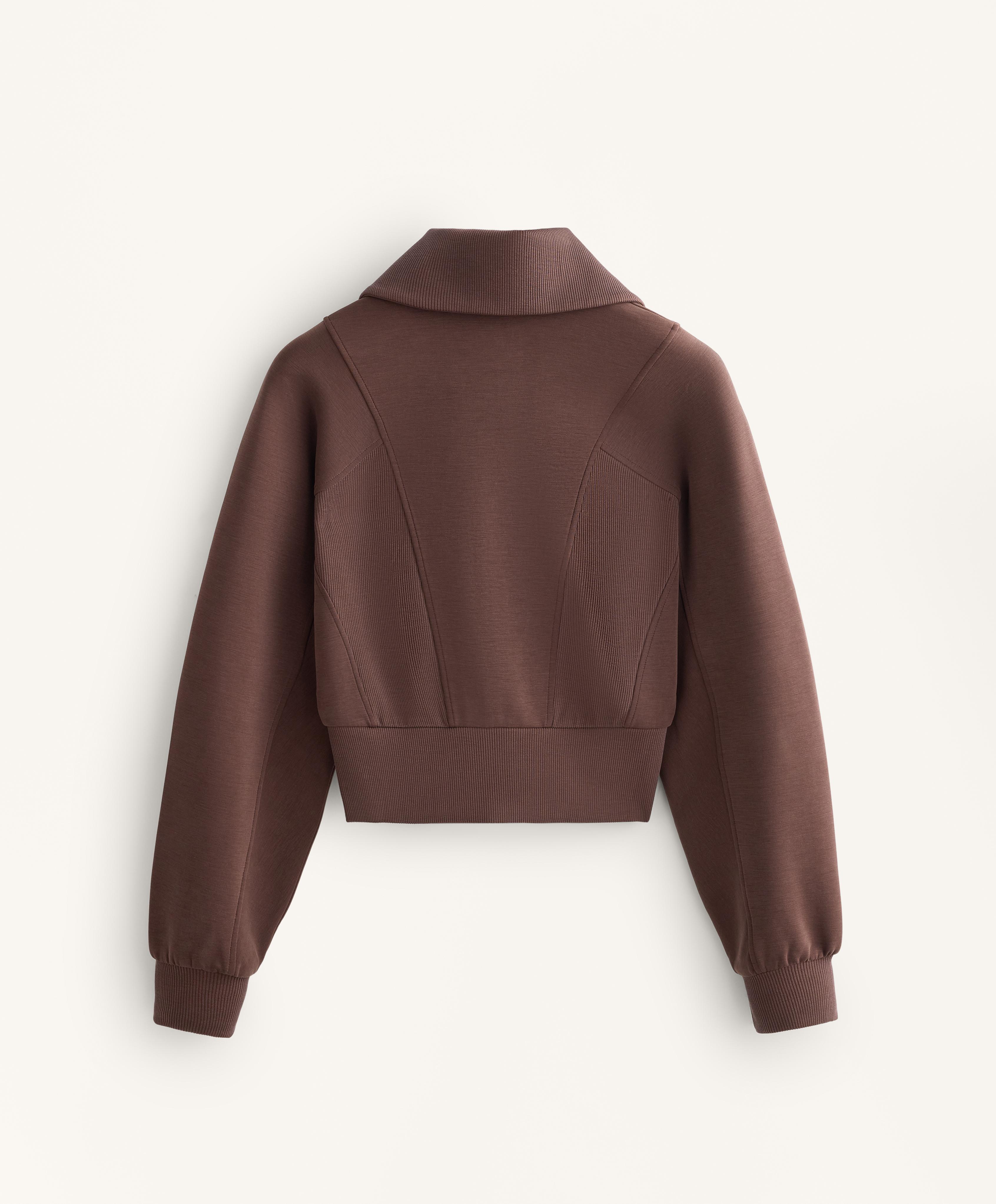 Brushed rib jacket with modal — BROWN