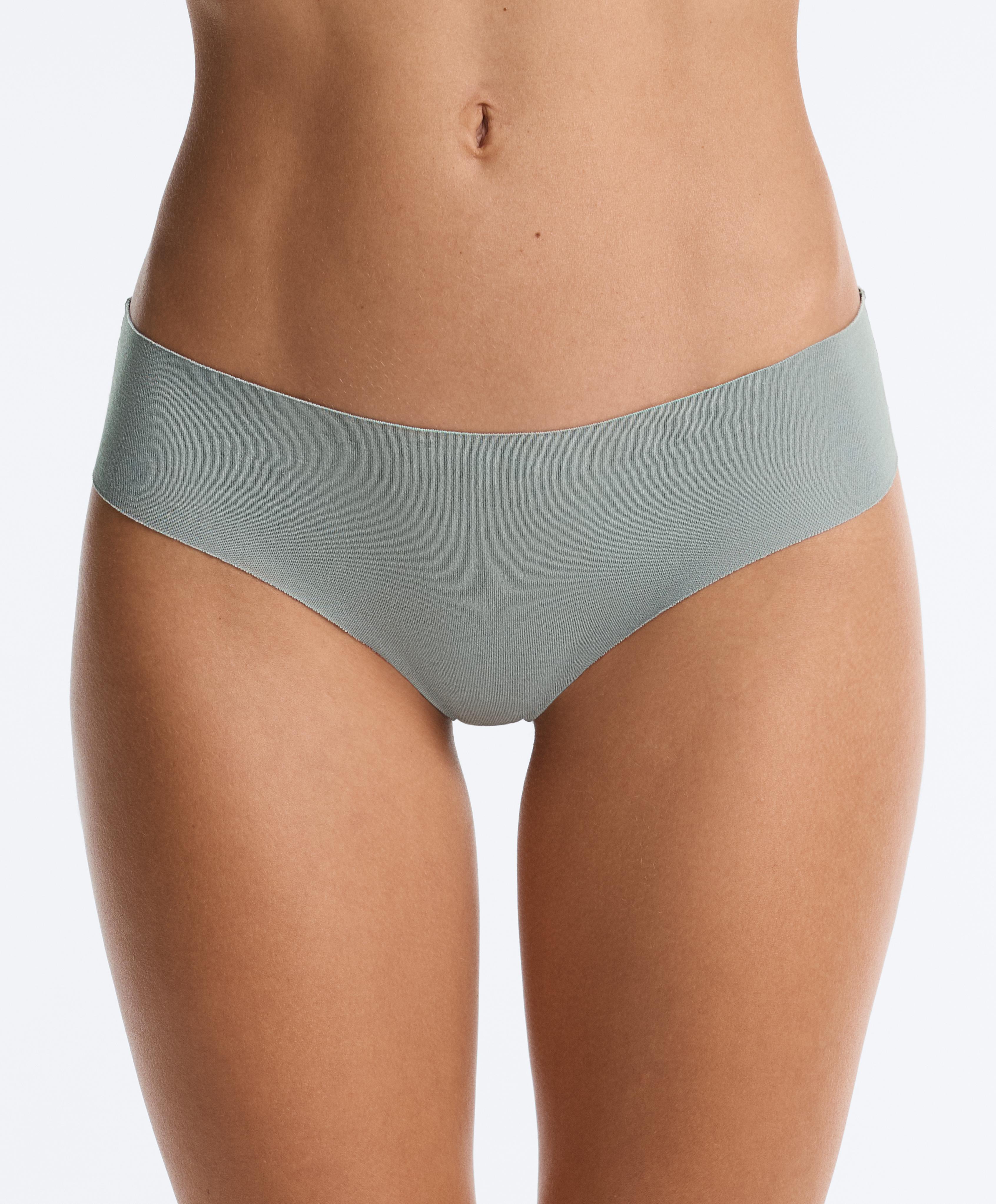 3 invisible cotton blend Brazilian briefs — BLUE GREEN