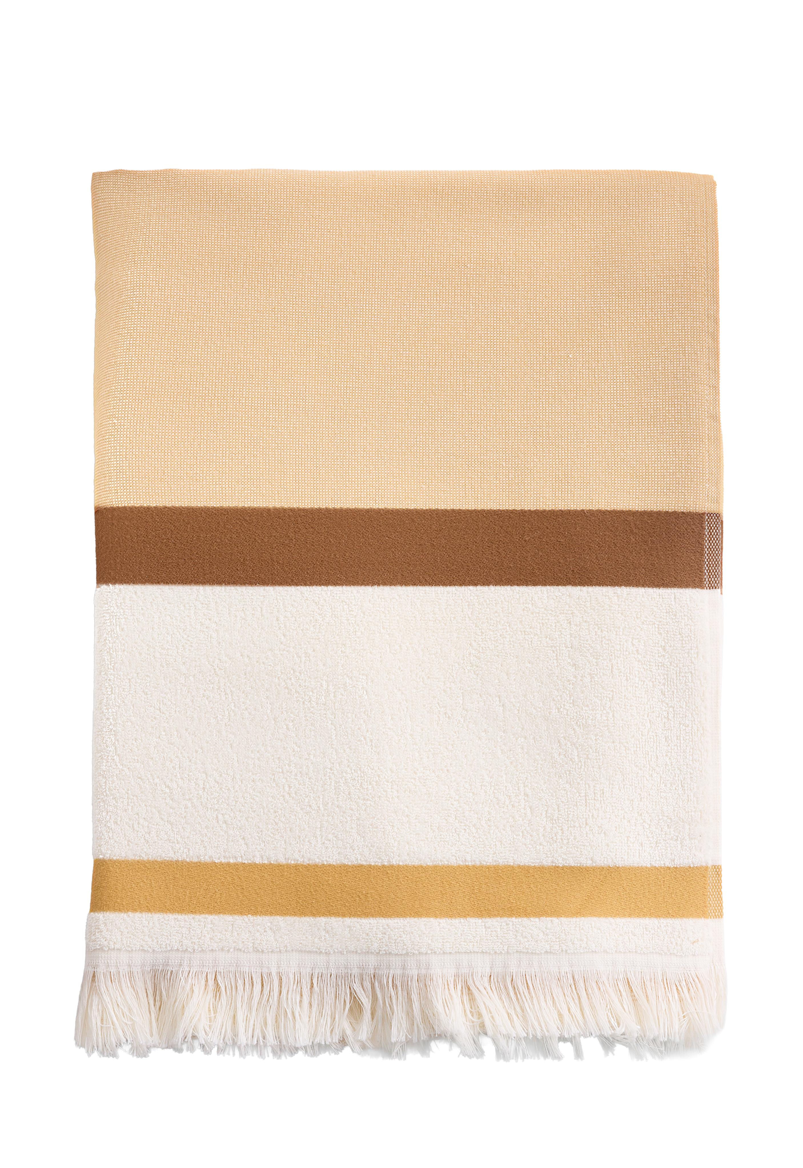 Striped 100% cotton towel — MUSTARD