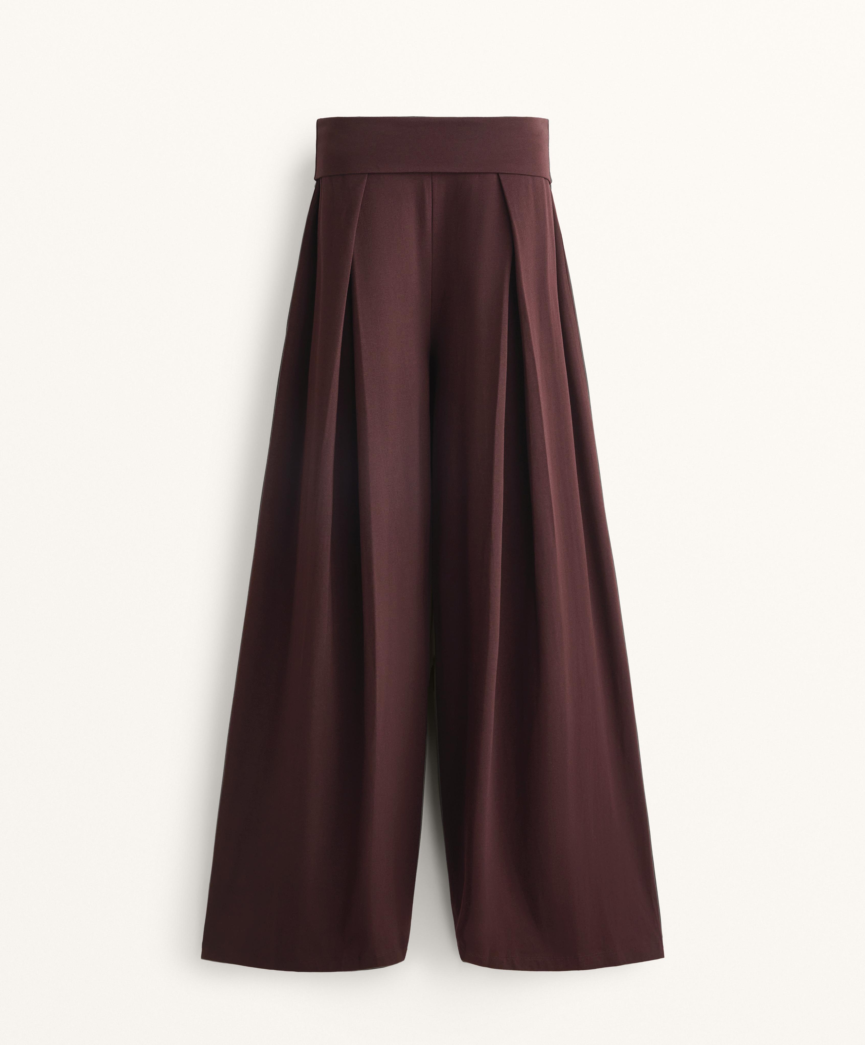 Gerade geschnittene Hose mit umgeschlagenem Bund aus Baumwollmischgewebe