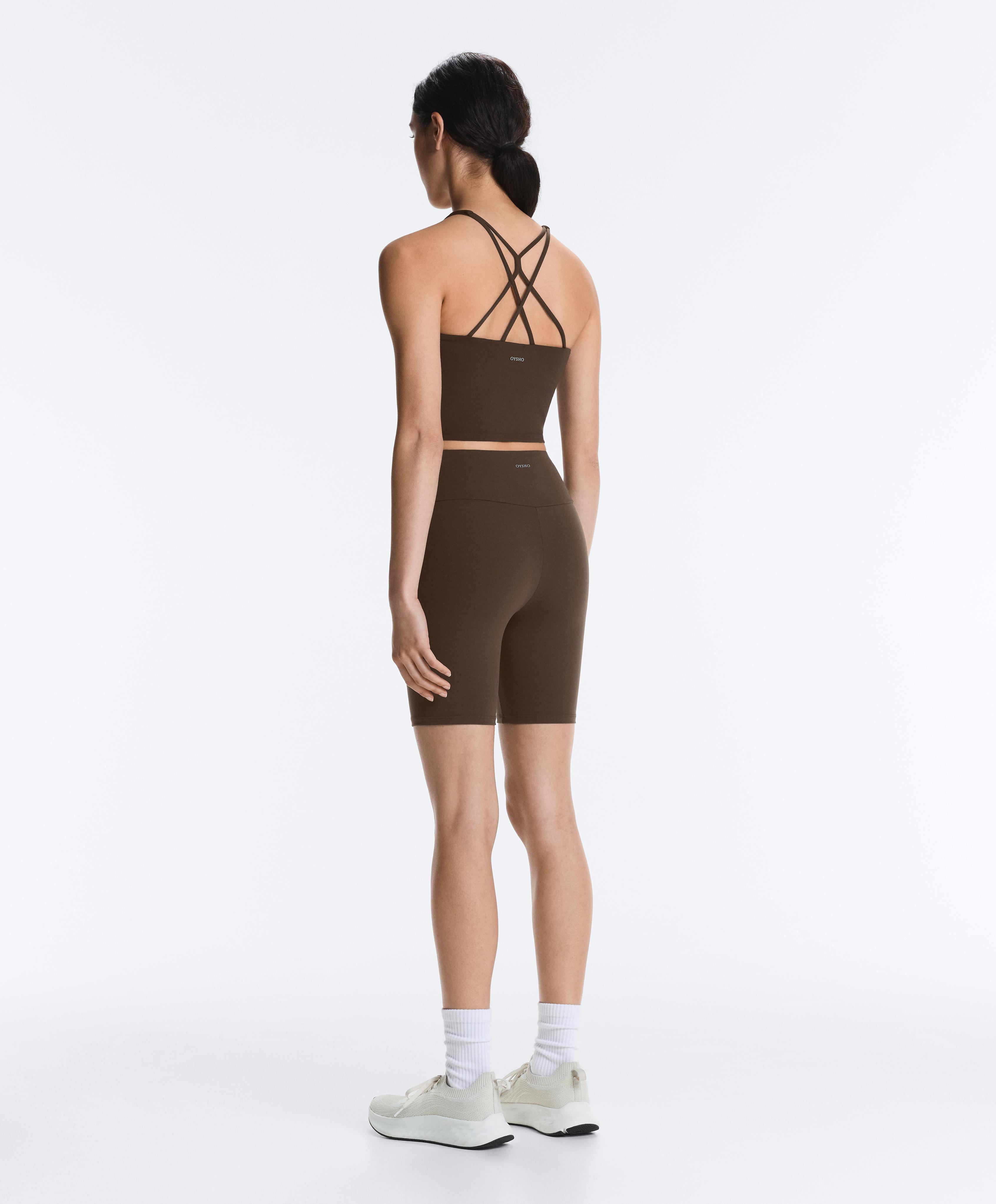 Comfortlux high-rise 20cm biker leggings — DARK BROWN