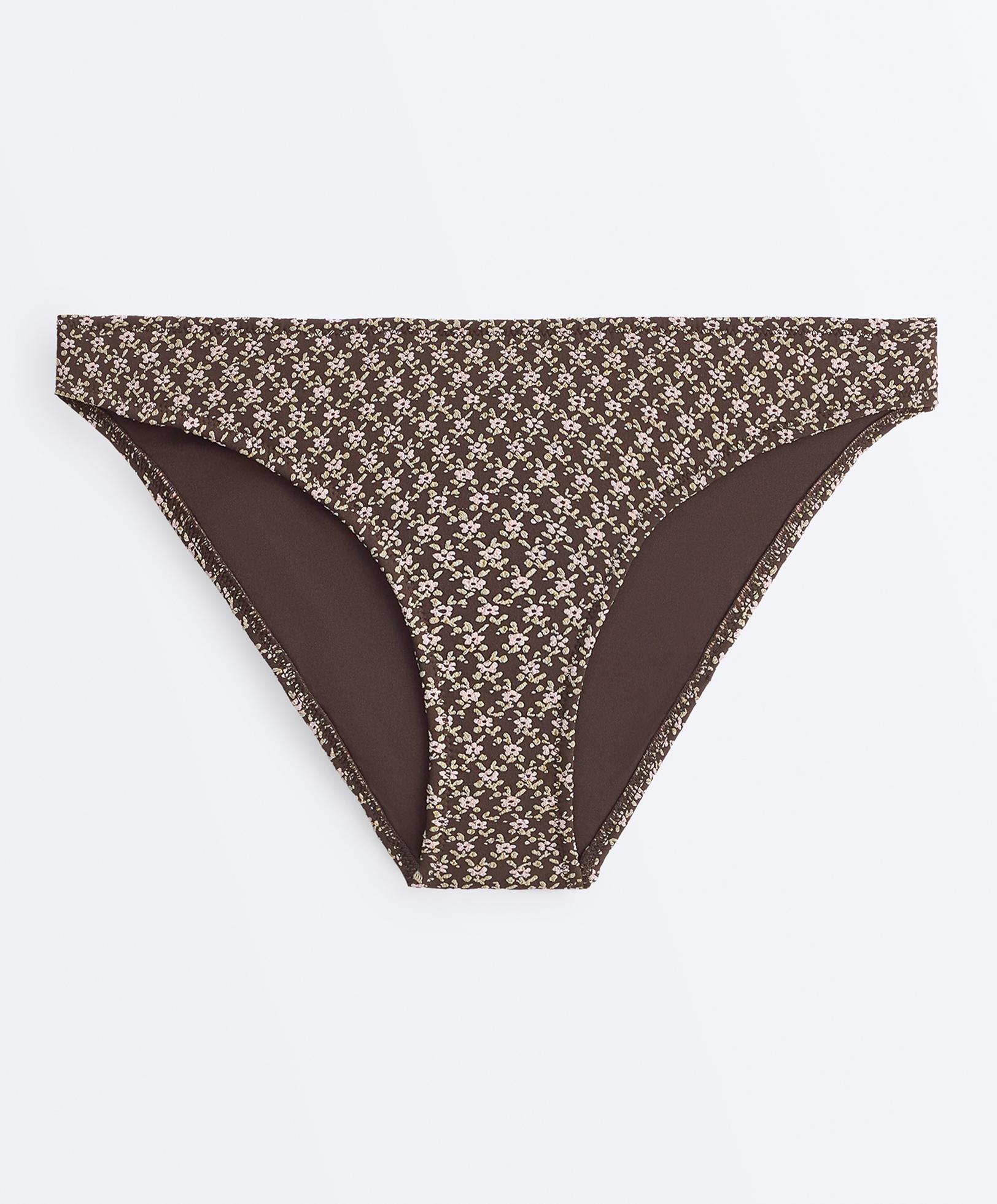 Floral jacquard classic bikini briefs — DARK BROWN