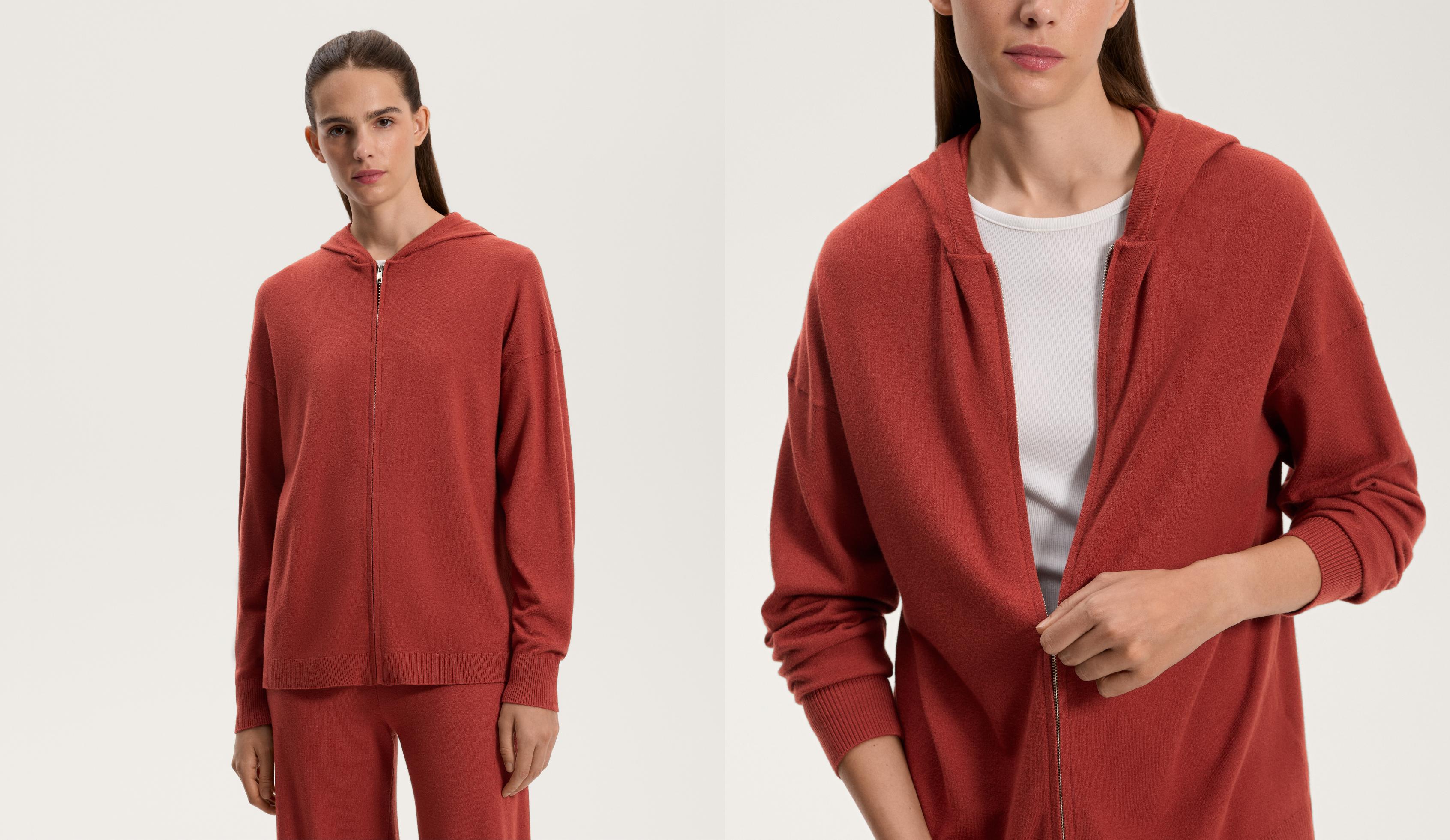 Chaqueta larga punto capucha