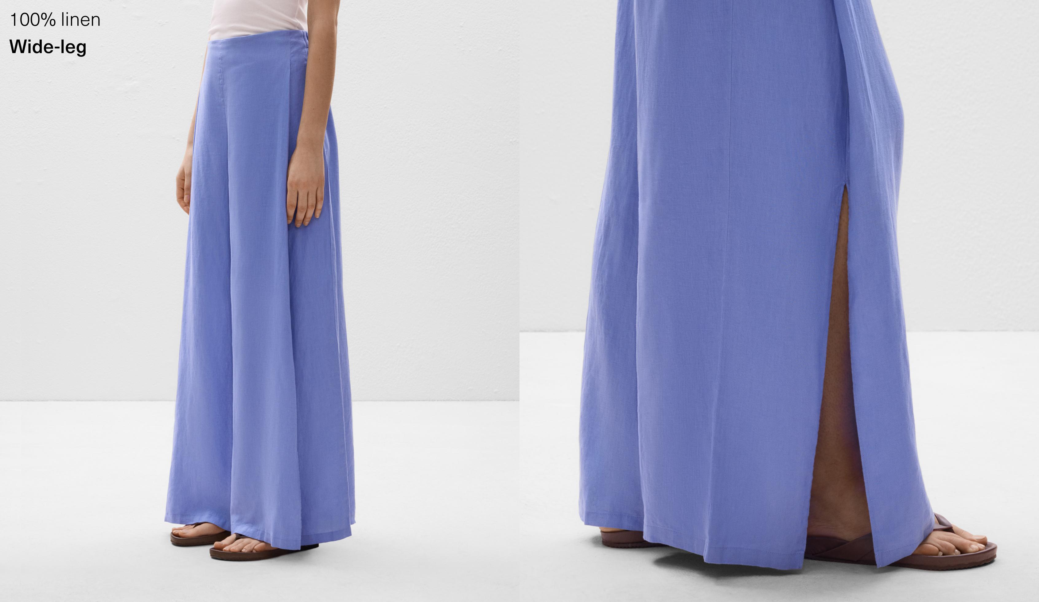 Wide leg split trousers 100% linen