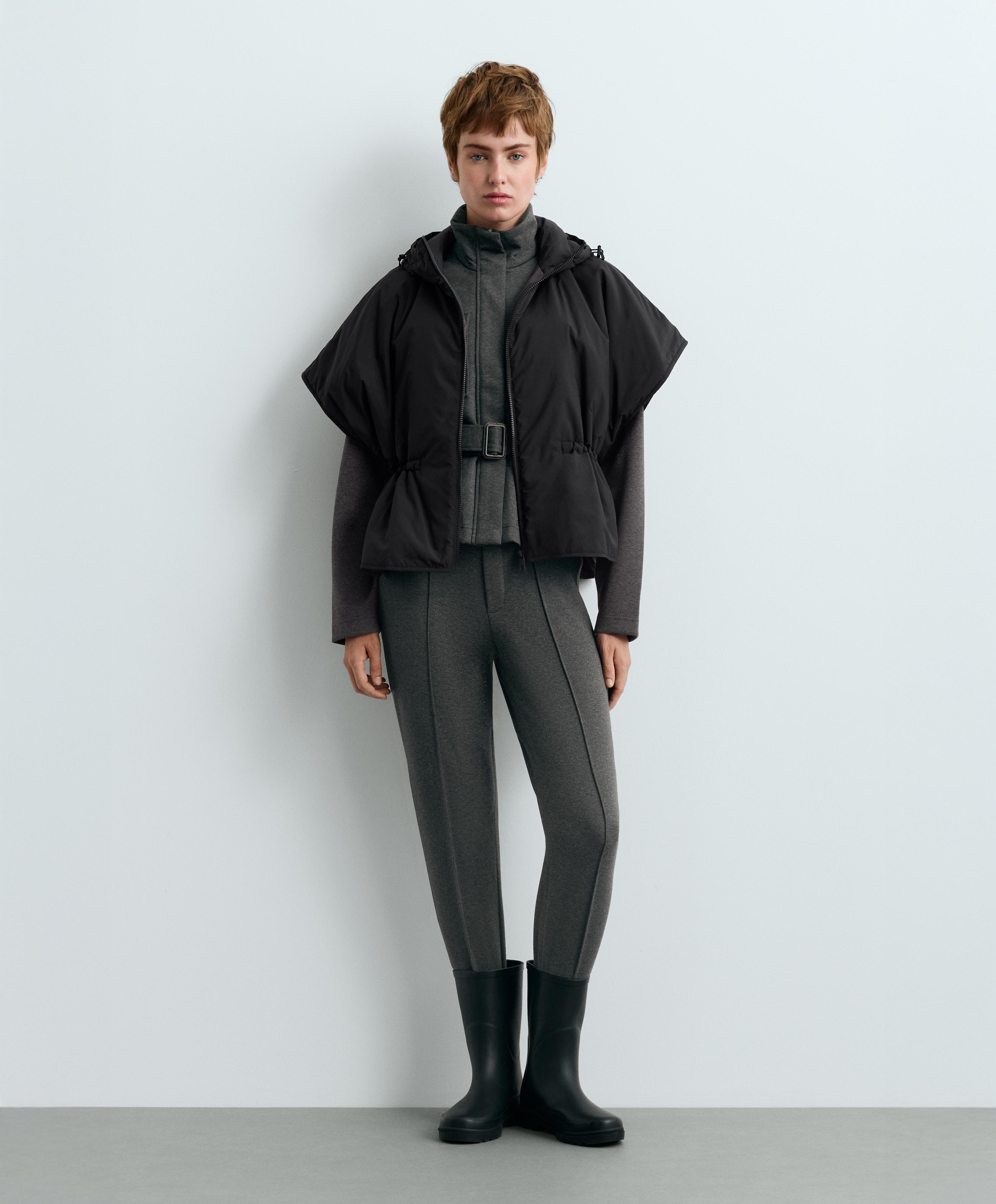 Cape-style padded gilet — BLACK