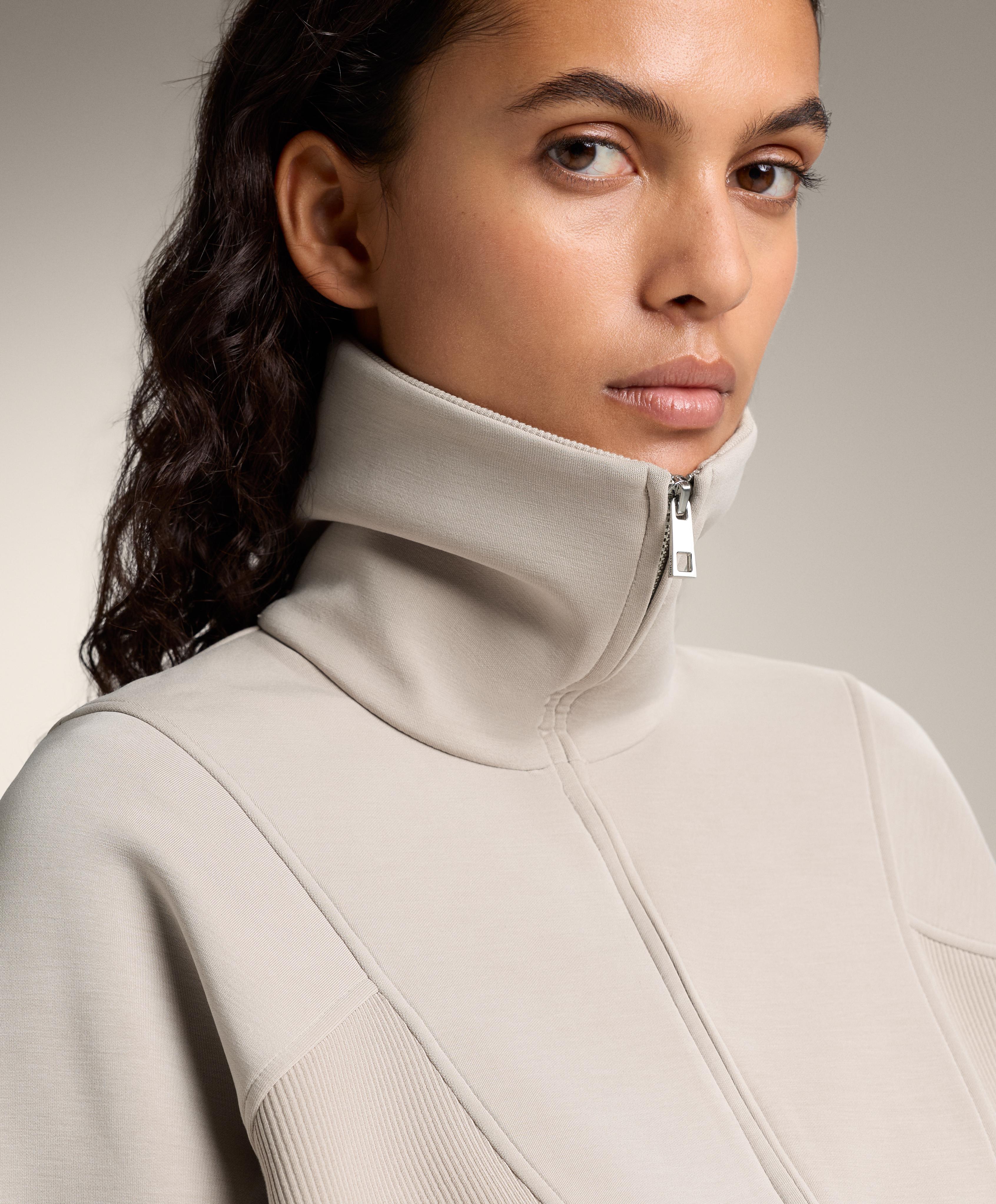 High-neck jacket with rib details and brushed modal - Sale High-neck jacket with rib details and brushed modal - Sale