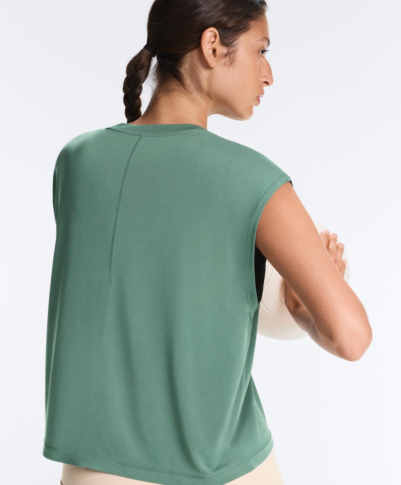 Modal blend sleeveless T-shirt — GREEN