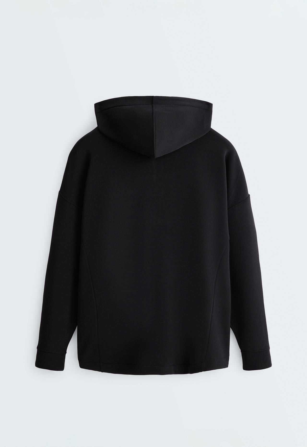 Long soft touch jacket with modal — BLACK